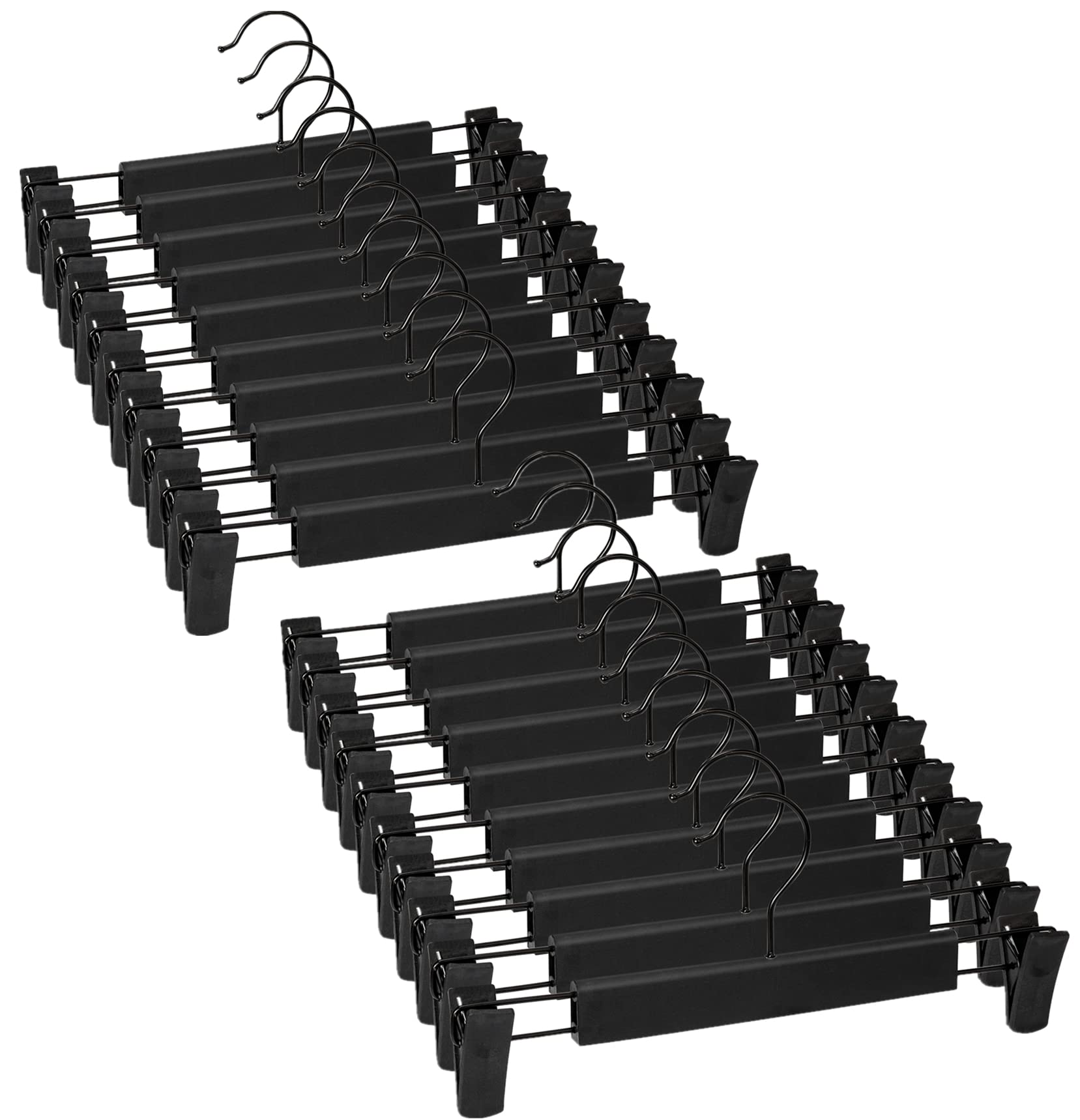 Lamitocs 20 Pack Pants Hangers With Adjustable Anti-Rust Clips For Pants, Skirts, Clothes Hangers Black