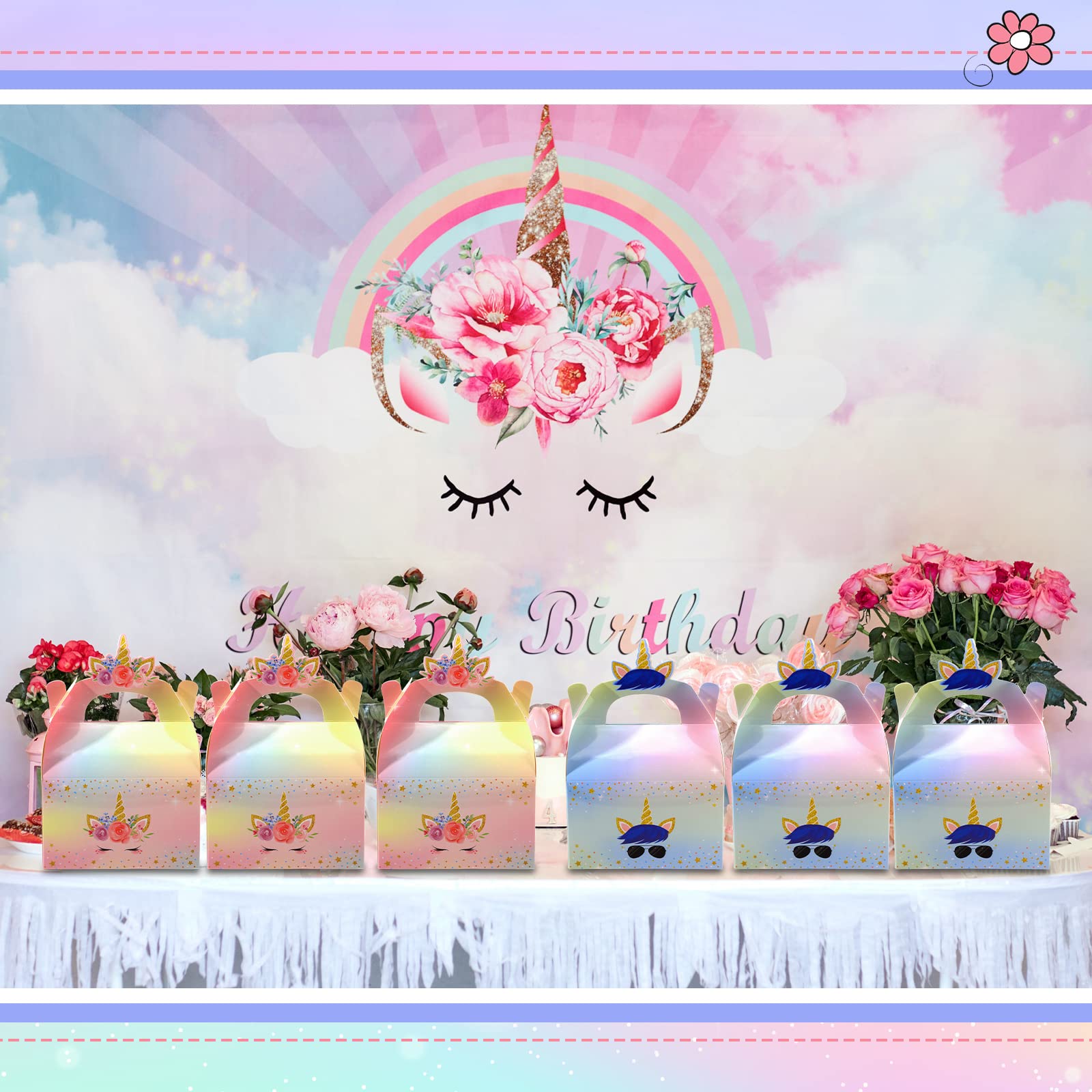 Leinuosen Unicorn Gift Boxes Party Supplies Cute Party Favor Boxes Rainbow Theme Treat Boxes Candy Goodies Gift Boxes For Girls