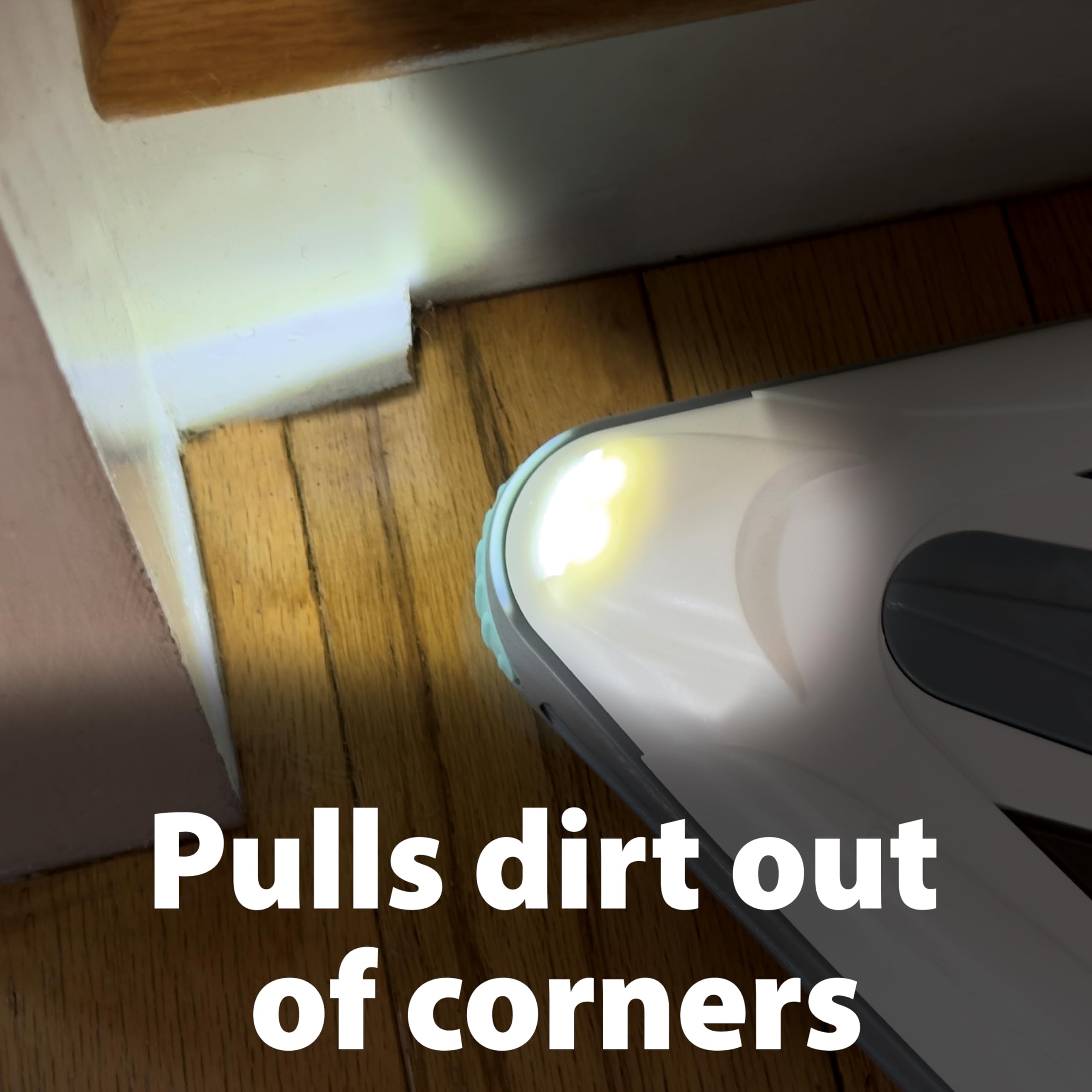 Zippi Sweeper Pro - Lightweight Triangular Sweeper with LED Light for Carpet & Tile, 1 Hr Cleaning Time