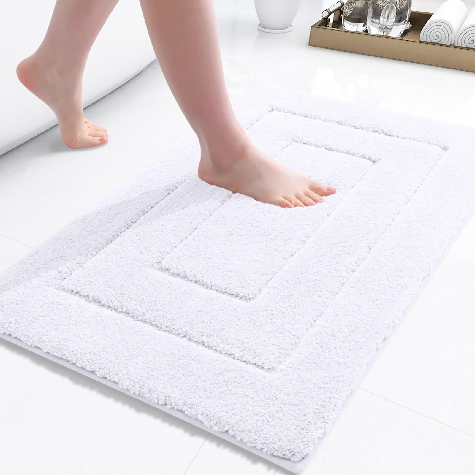 Buganda Bathroom Rugs, 24'' X 16'', Soft And Absorbent Microfiber Bath Rugs, Non-Slip Shaggy Bath Carpet, Machine Wash Dry Bath