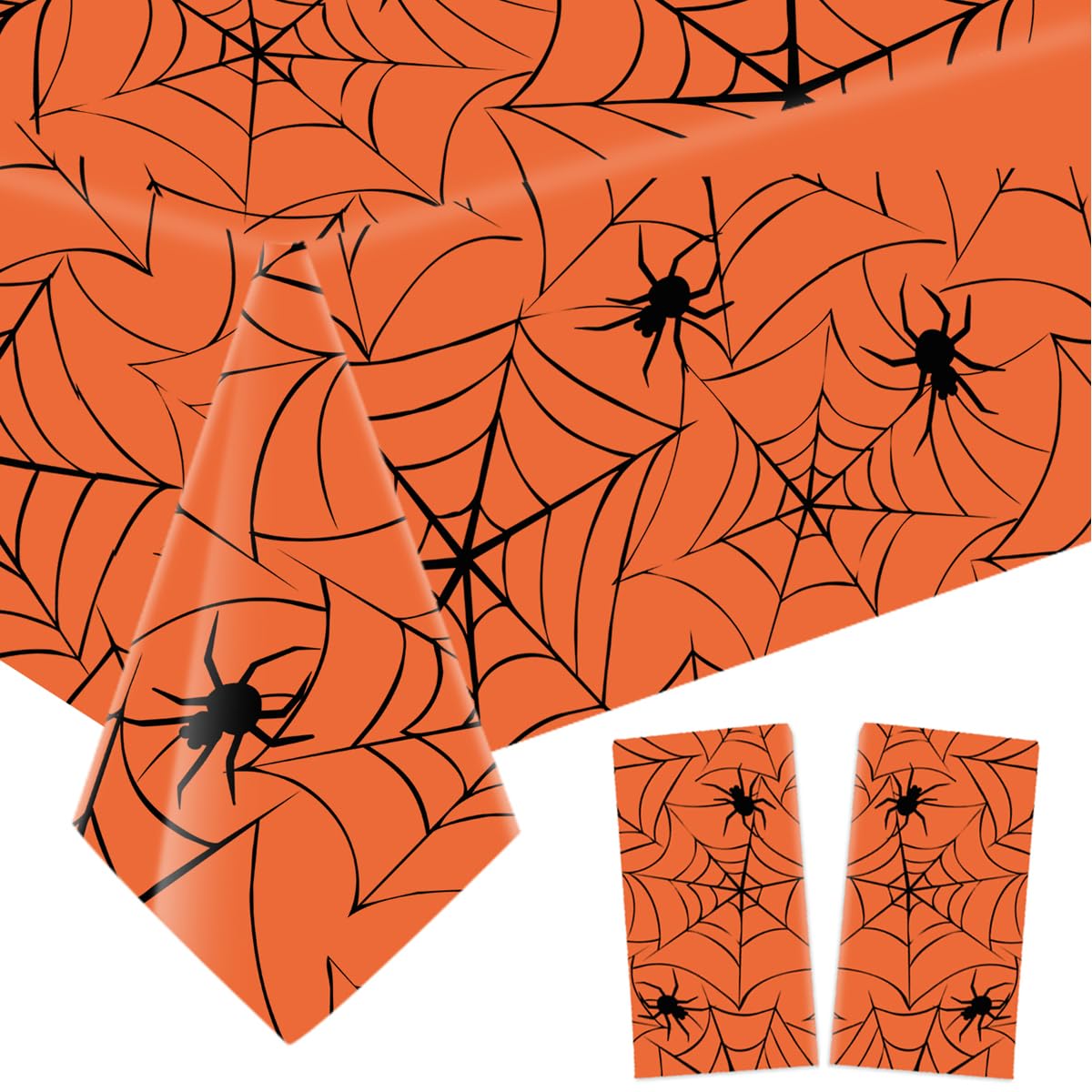 Amocytec 2Pack Halloween Plastic Tablecloths Disposable Christmas Table Covers BBQ Picnic Halloween Party Oil-Proof Waterproof T