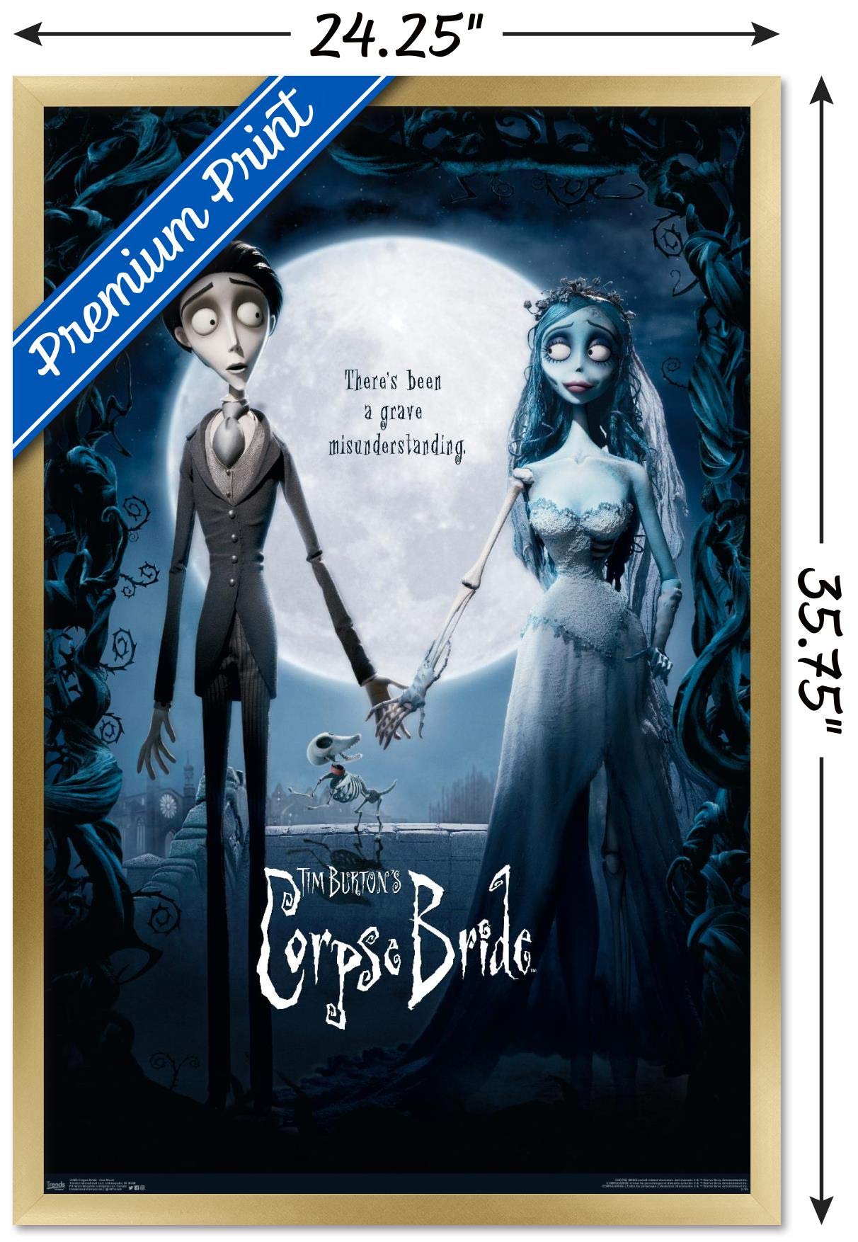 Trends International Tim Burton'S The Corpse Bride - One Sheet Wall Poster, 22.375'' X 34'', Gold Framed Version