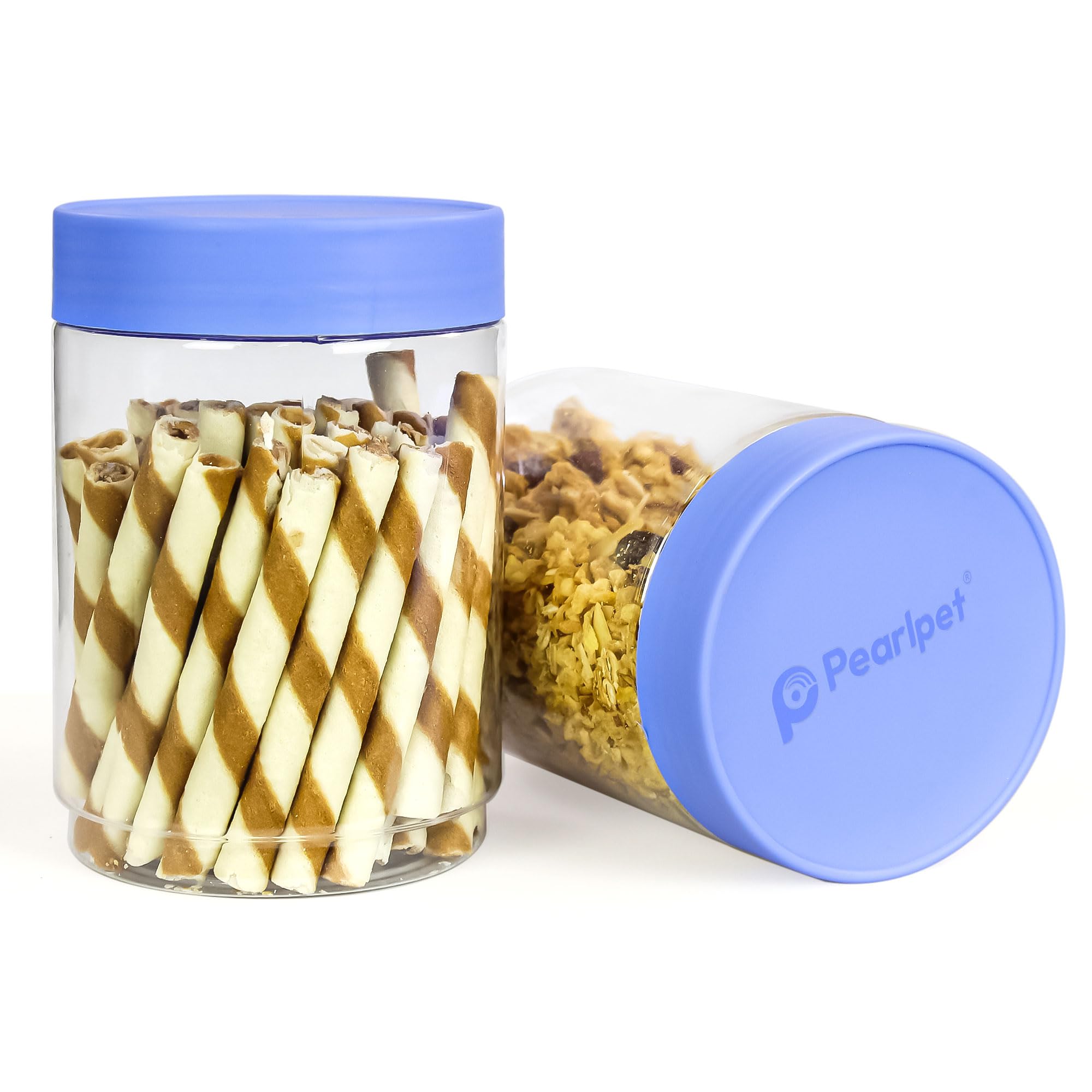 Pearlpet Sapphire Plastic Jar Airtight Stackable Container For Kitchen Storage Set Of 2 Pieces, 1100 Ml