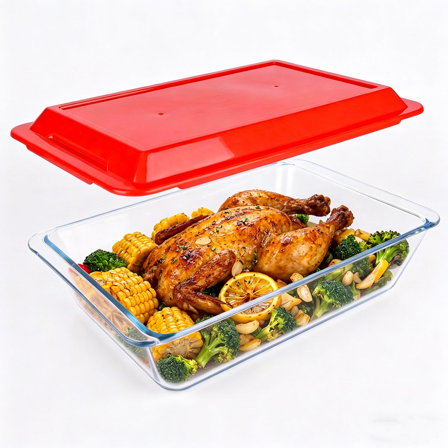 Vitrignis 5.7qt Extra Large And Deep Glass Baking Dish With Lid  9x13 Rectangular Tempered Glass Baking Dishs For Oven,Microwav