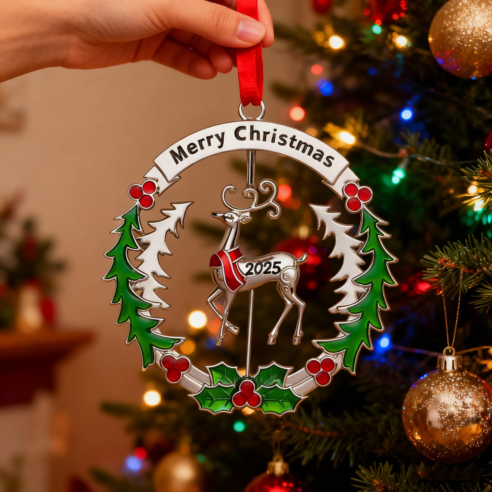 Christmas Ornaments 2025 Matel Christmas Tree Ornaments Dated 2025 Funny Christmas Ornaments Christmas Tree Decoration Hanging O
