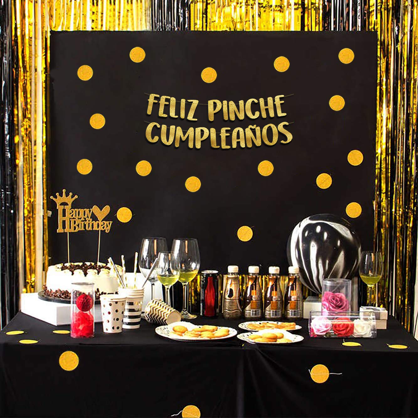 Feliz Pinche Cumpleaos Gold Glitter Banner, Spanish Happy Birthday Banner, Fiesta Mexican Themed Birthday Party Decorations