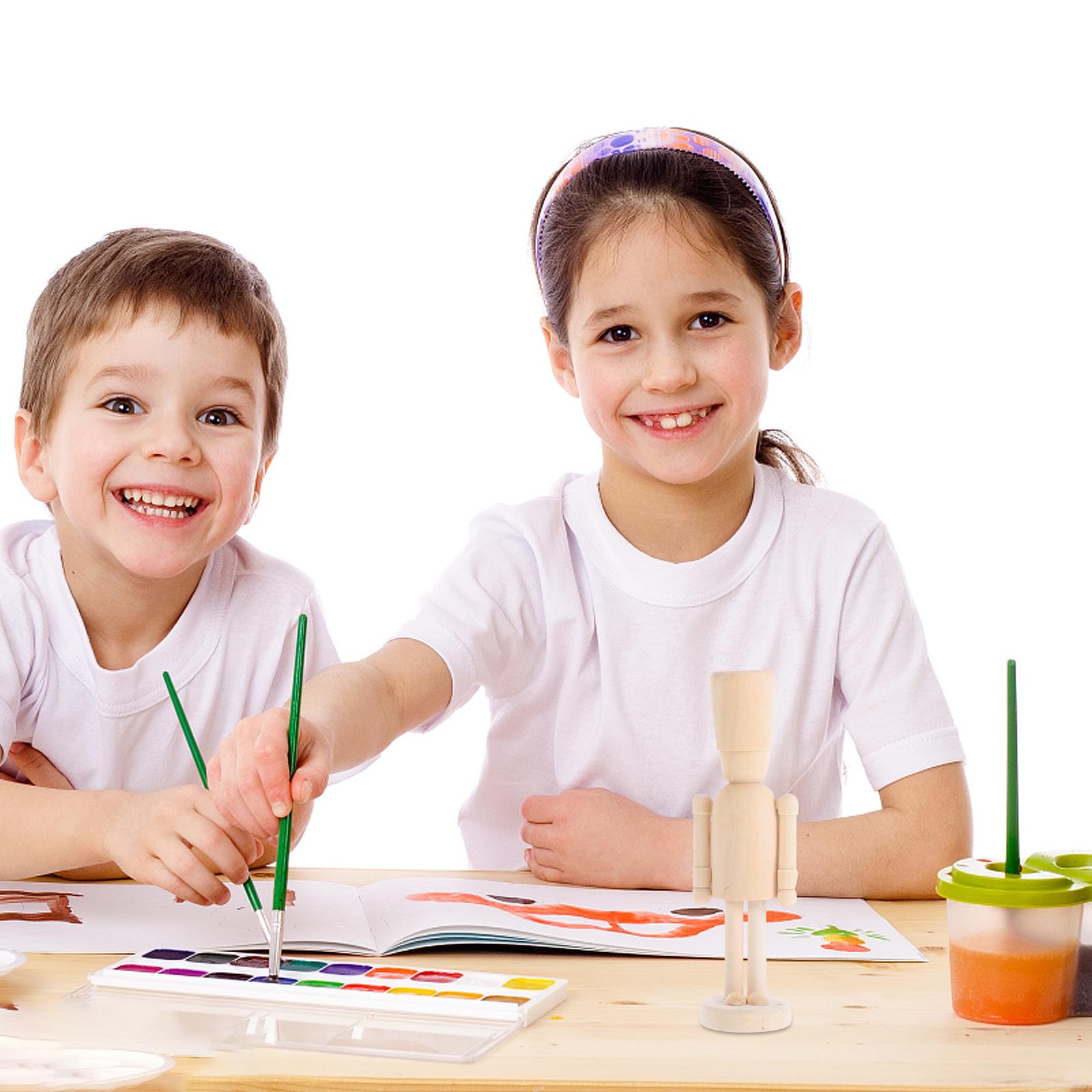 INOOMP Christmas Unfinished Nutcracker Figures Blank DIY Wooden Nutcracker Unpainted Walnut Soldier Ornament for Home Decor Kids