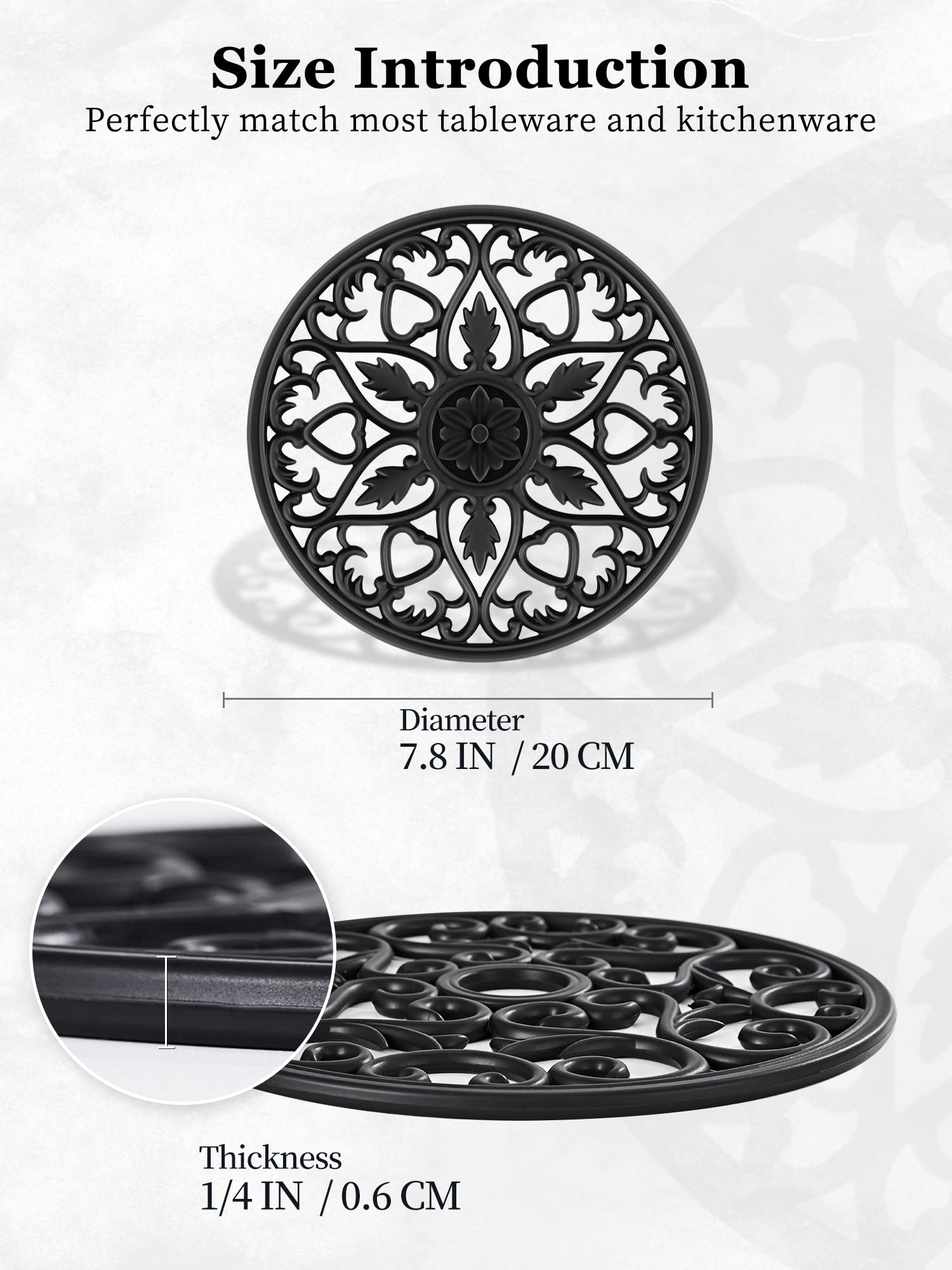Smartake 6 Set Silicone Trivet Mats, Multi-Use Carved Trivet Mat, Insulated Non-Slip Durable Kitchen Mats, Flexible Modern Kitch