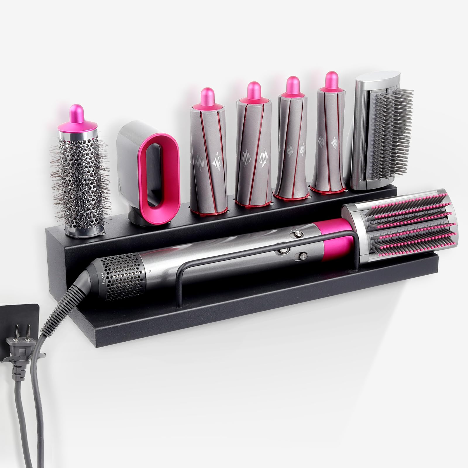 DALUOBO Storage Holder for Dyson Airwrap Curling Iron Accessories Wall Mounted Rack Bracket Stand with Adhesive for Home Bathroom Organizer Black