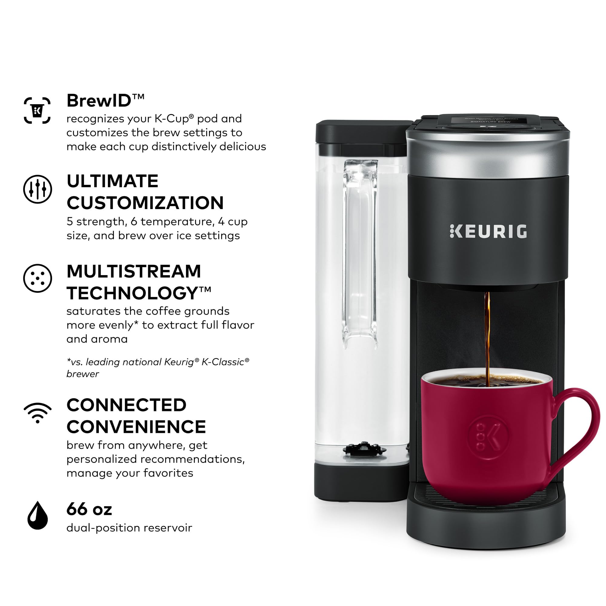 Keurig K-Supreme Smart Coffee Maker, Multistream Technology, Brews 6-12Oz Cup Sizes, Black