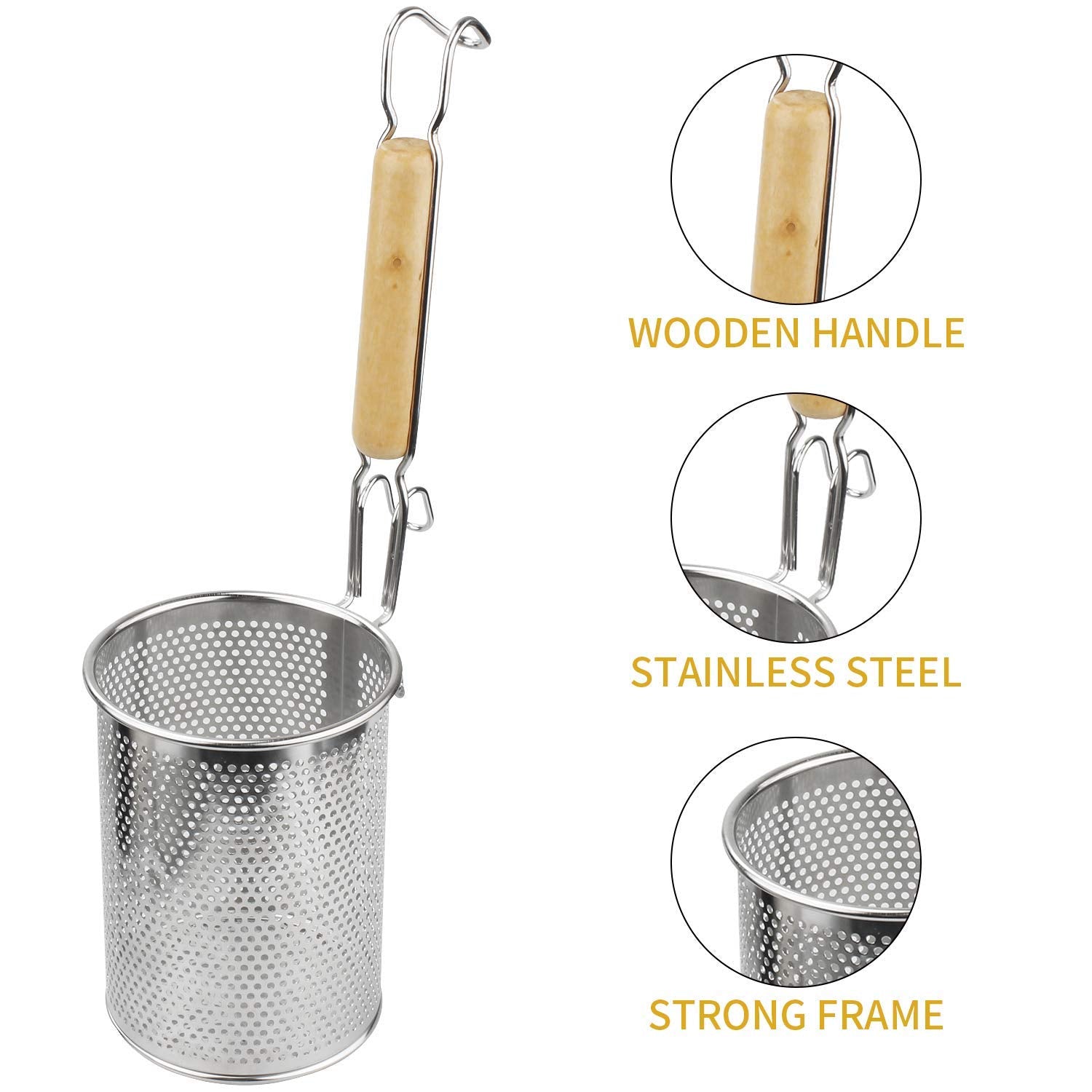 Mylifeunit Spaghetti Strainer Spoon, Stainless Steel Food Strainer Noodle Strainer With Handle