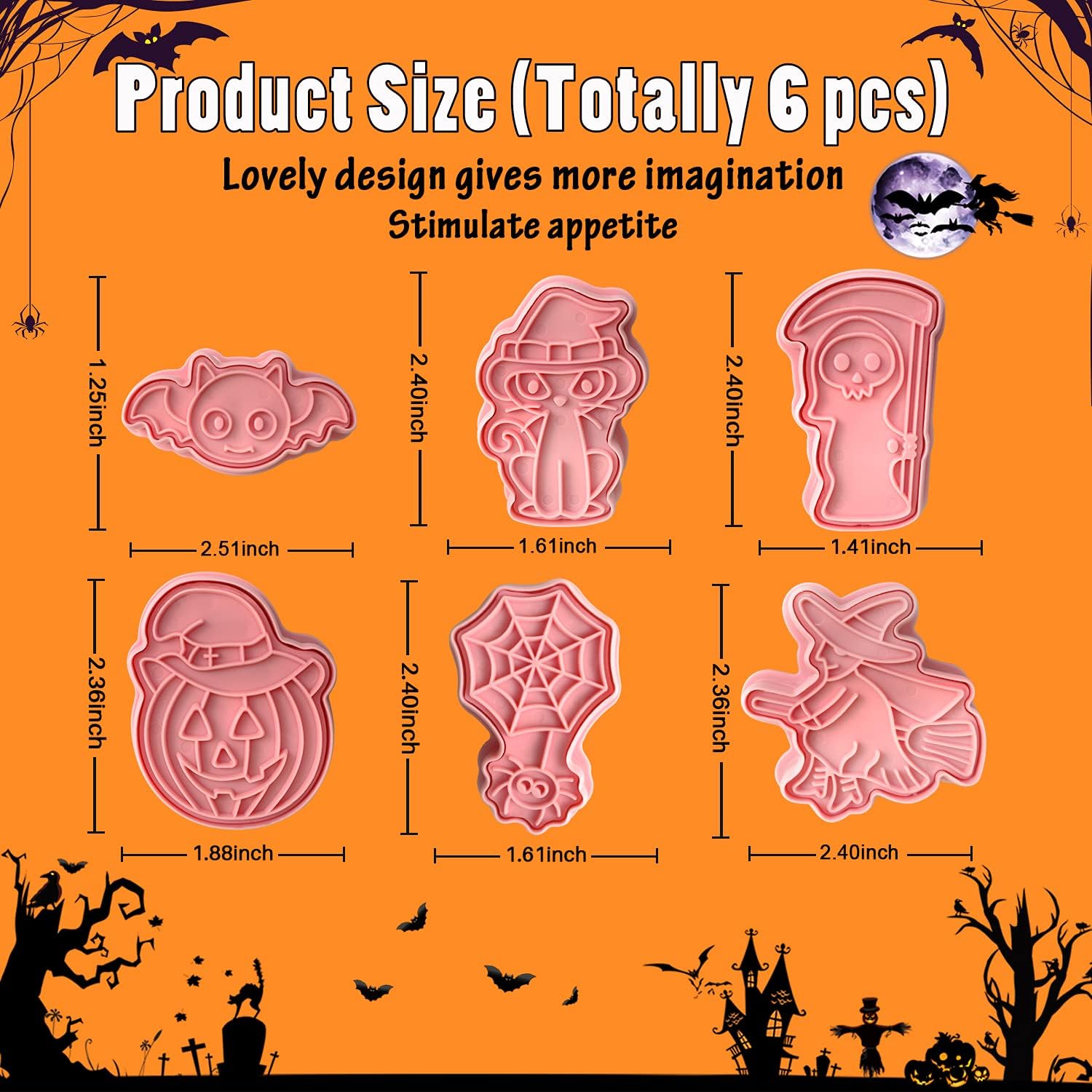Leesgel 3D Halloween Cookie Cutters Shapes For Kids, Halloween Cookie Decorating Supplies, Mini Halloween Cookie Cutters Molds F