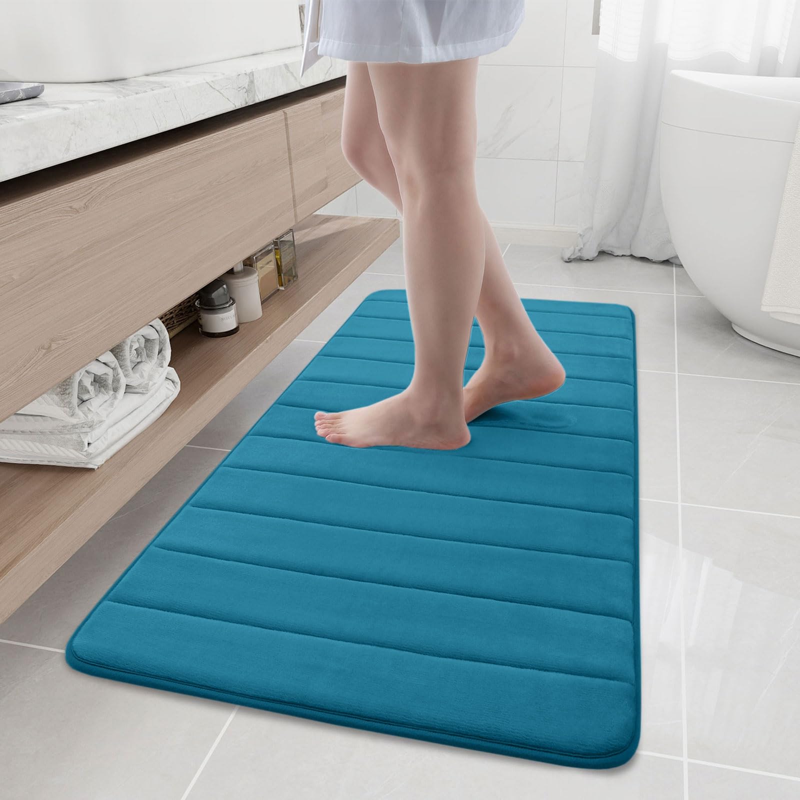 Buganda Memory Foam Bath Mat Rug, 47'' X 20'', Ultra Soft And Non-Slip Bathroom Rugs, Water Absorbent And Machine Washable Bath