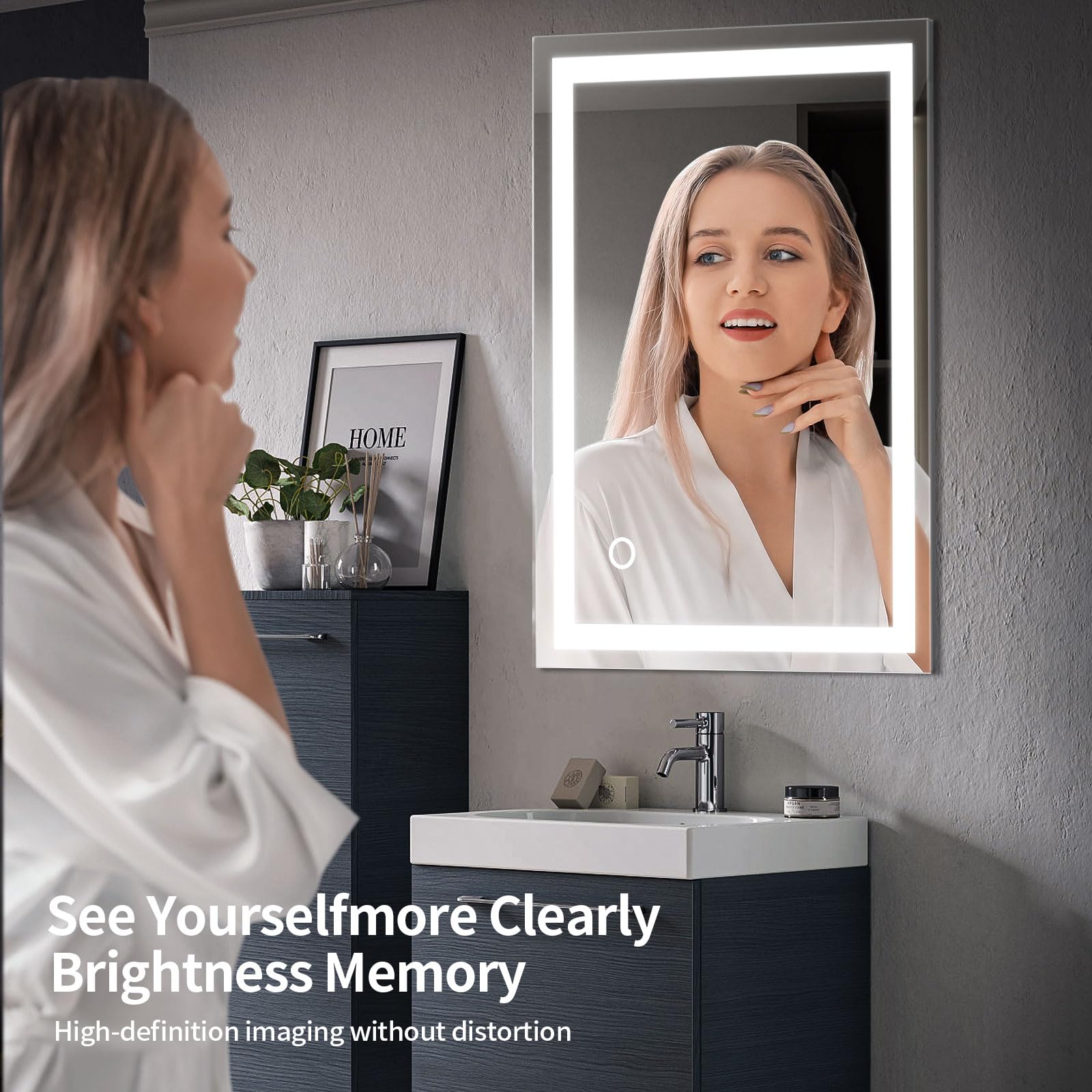 Speculux Led Bathroom Mirror With Lights 24'' X 32'', Bathroom Vanity Mirrors Wall Mounted, 3 Color Modes Dimmable Smart Touch F