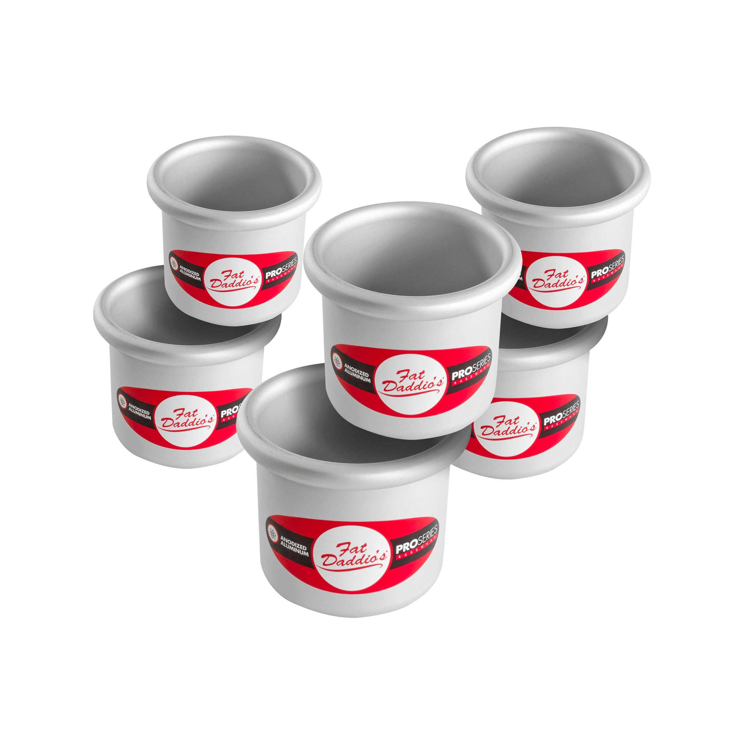 Fat Daddio'S Prd-33Case Anodized Aluminum Round Cake Pans, 3 X 3 Inch, Set Of 6