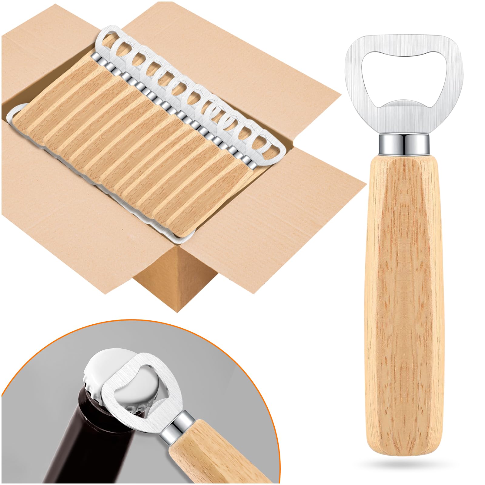 24Pcs Bottle Opener Beer Opener With Wooden Handle For Engraving Cider Wine Bottle Opener Party Wedding Gifts