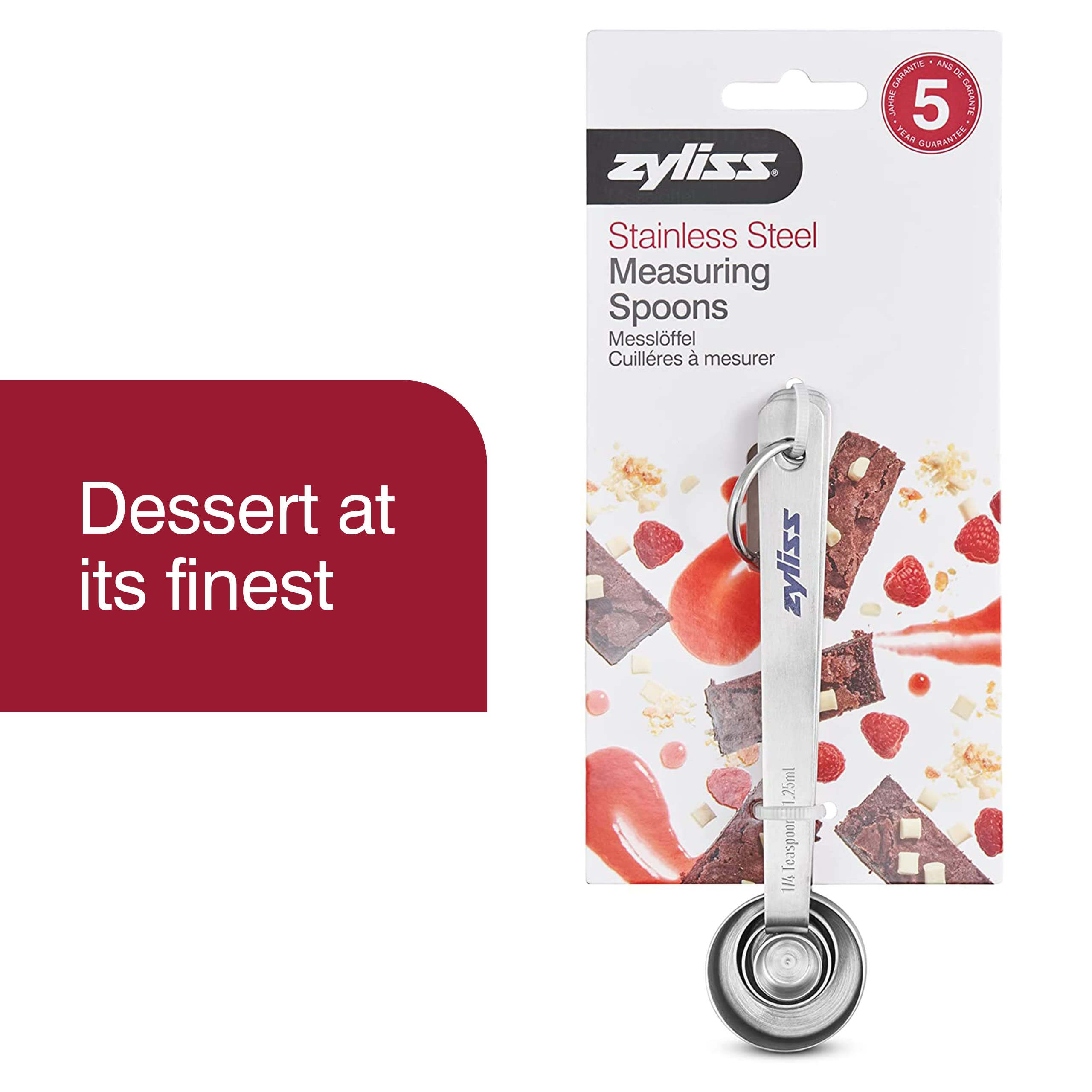 Zyliss Premium Stainless Steel Measuring Spoons - Stainless Steel Measuring Spoon Set - Dry Ingredient Nesting Measuring Spoons