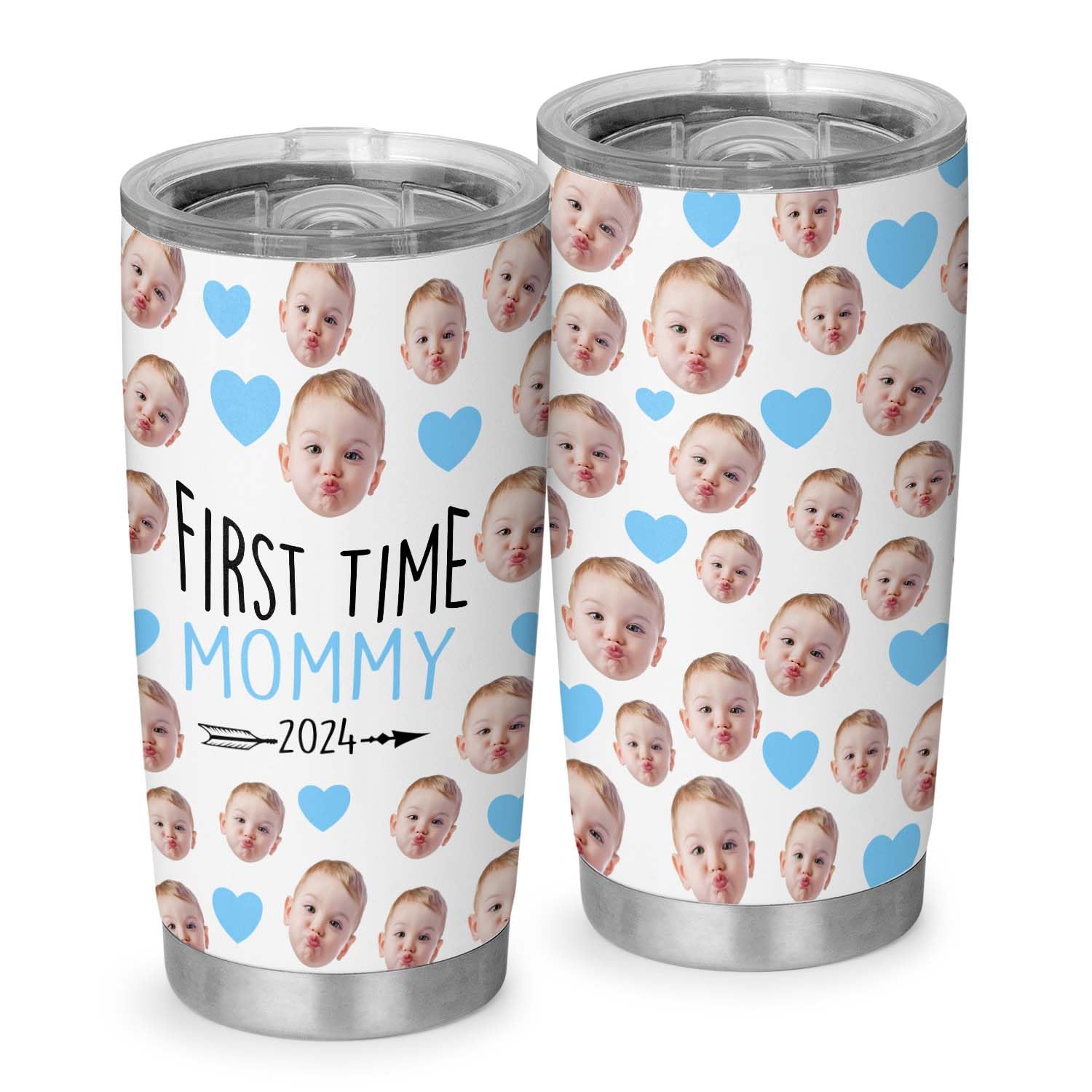 Personalized First Mothers Day Gifts For Mom, New Mom - New Mom Gifts Custom Face Baby, Daughter, Son - Insulated Stainless Stee