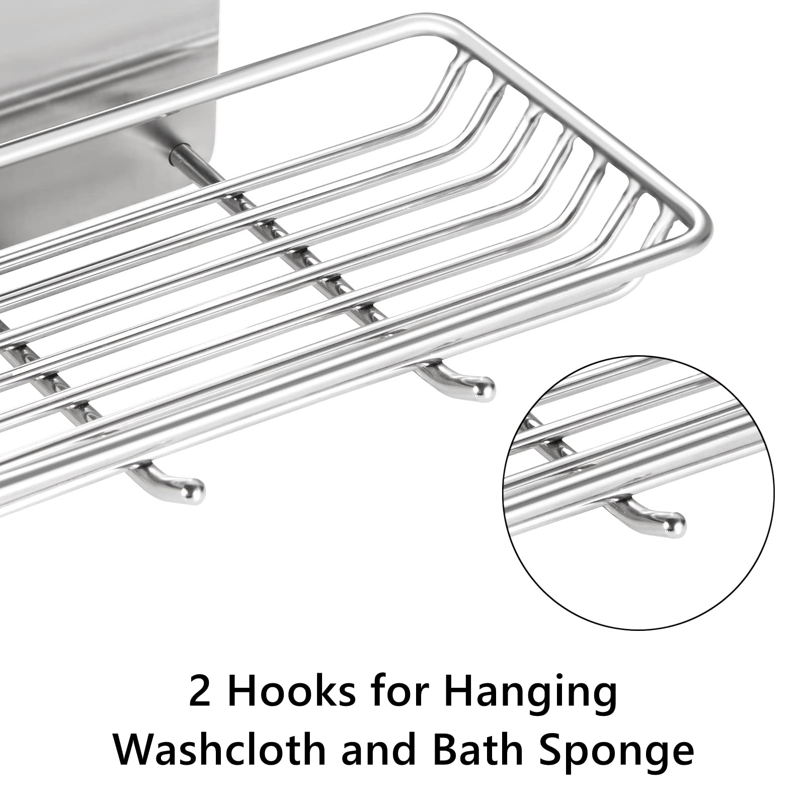 Tiilan Self Adhesive Bar Soap Dish For Shower, Bathroom Soap Holder Wall Mount - Stainless Steel, Silver