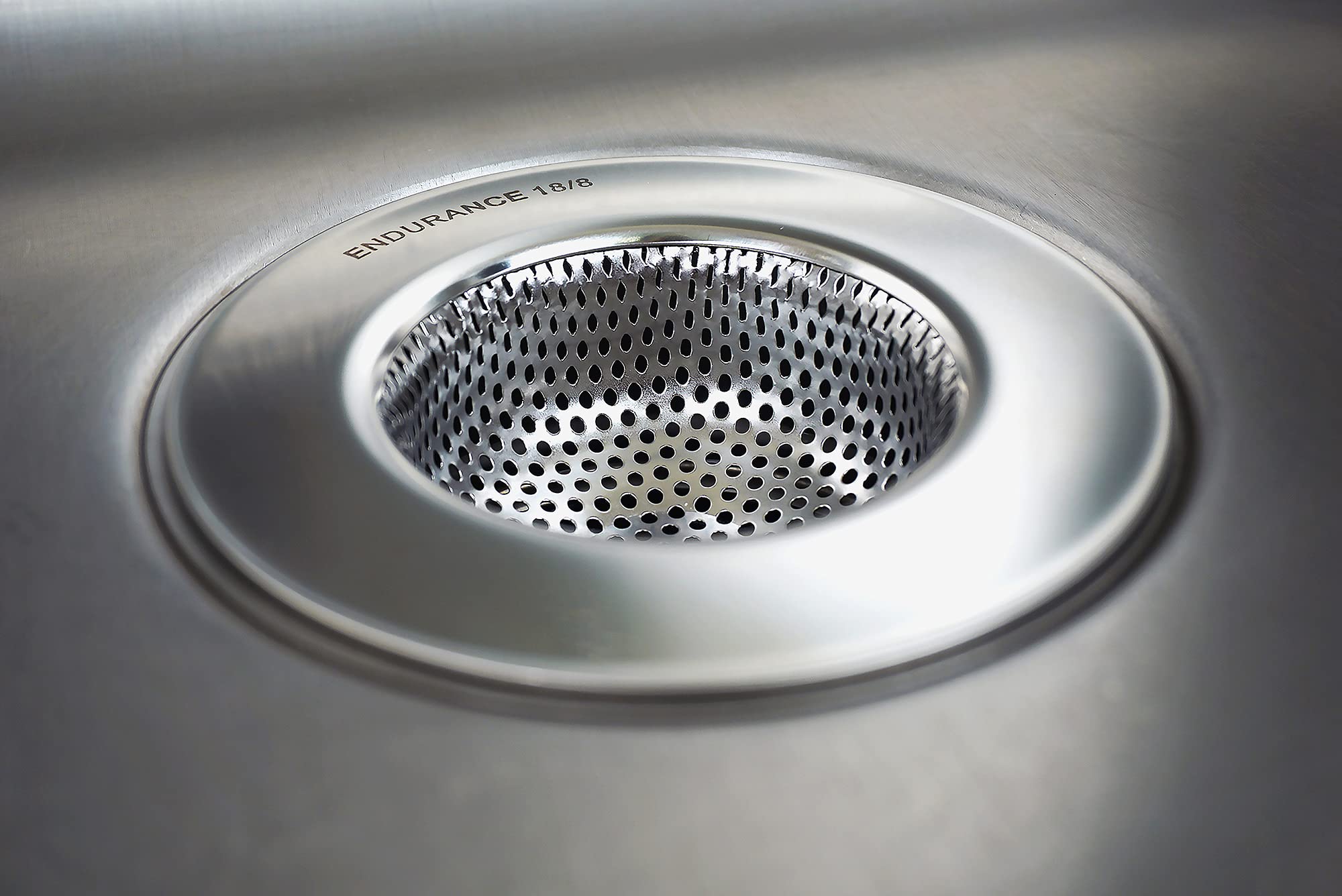 RSVP International Stainless Steel Large Sink Strainer, 4.5", Dishwasher Safe, Polished Finish, Model 8032, Traps Food Scraps