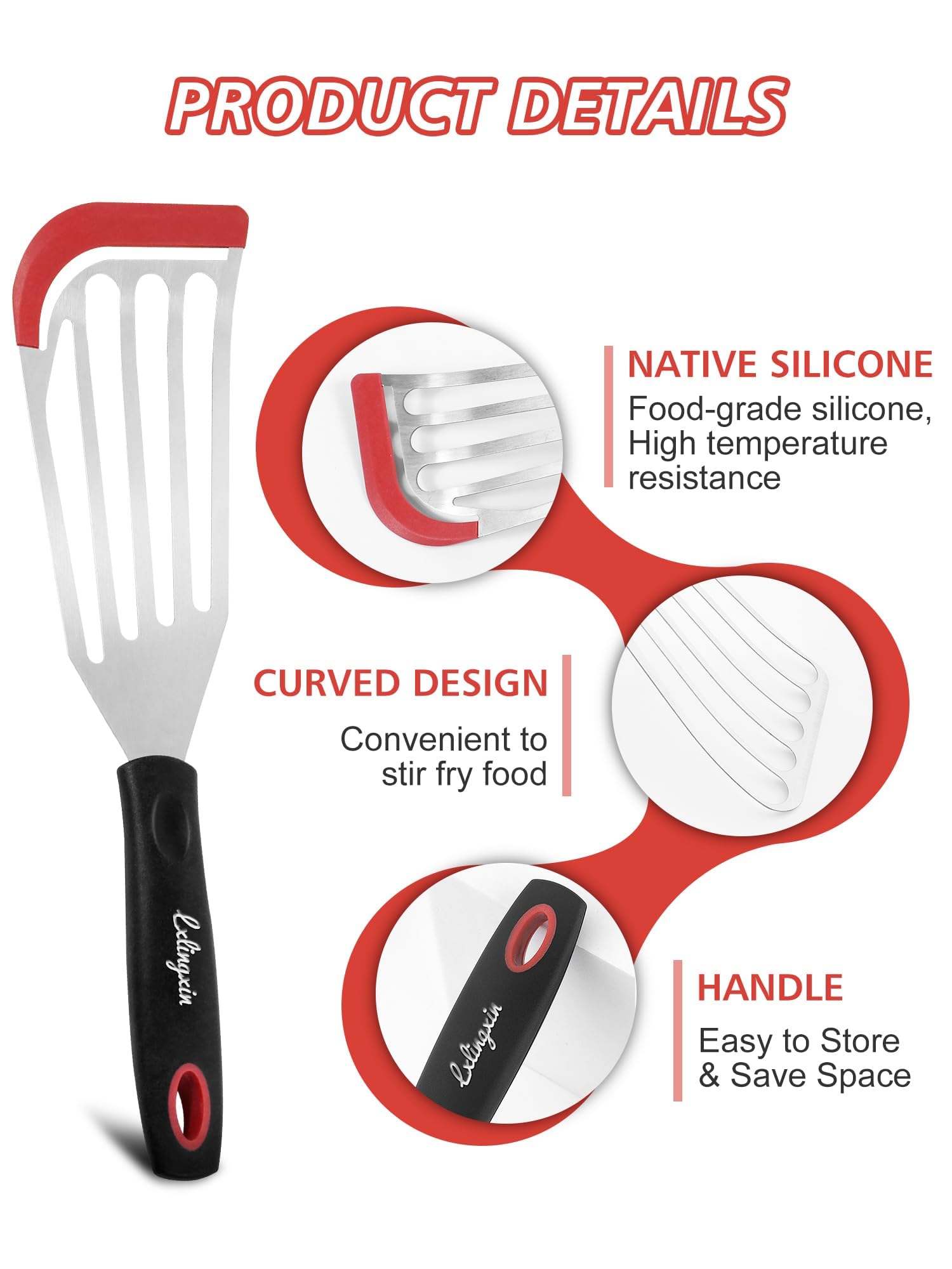 Lx Fish Spatula Fish Turner Spatula For Fish Metal Spatula, Silicone Fish Turner, Fish Flipper - Ideal For Grilling And Omelette