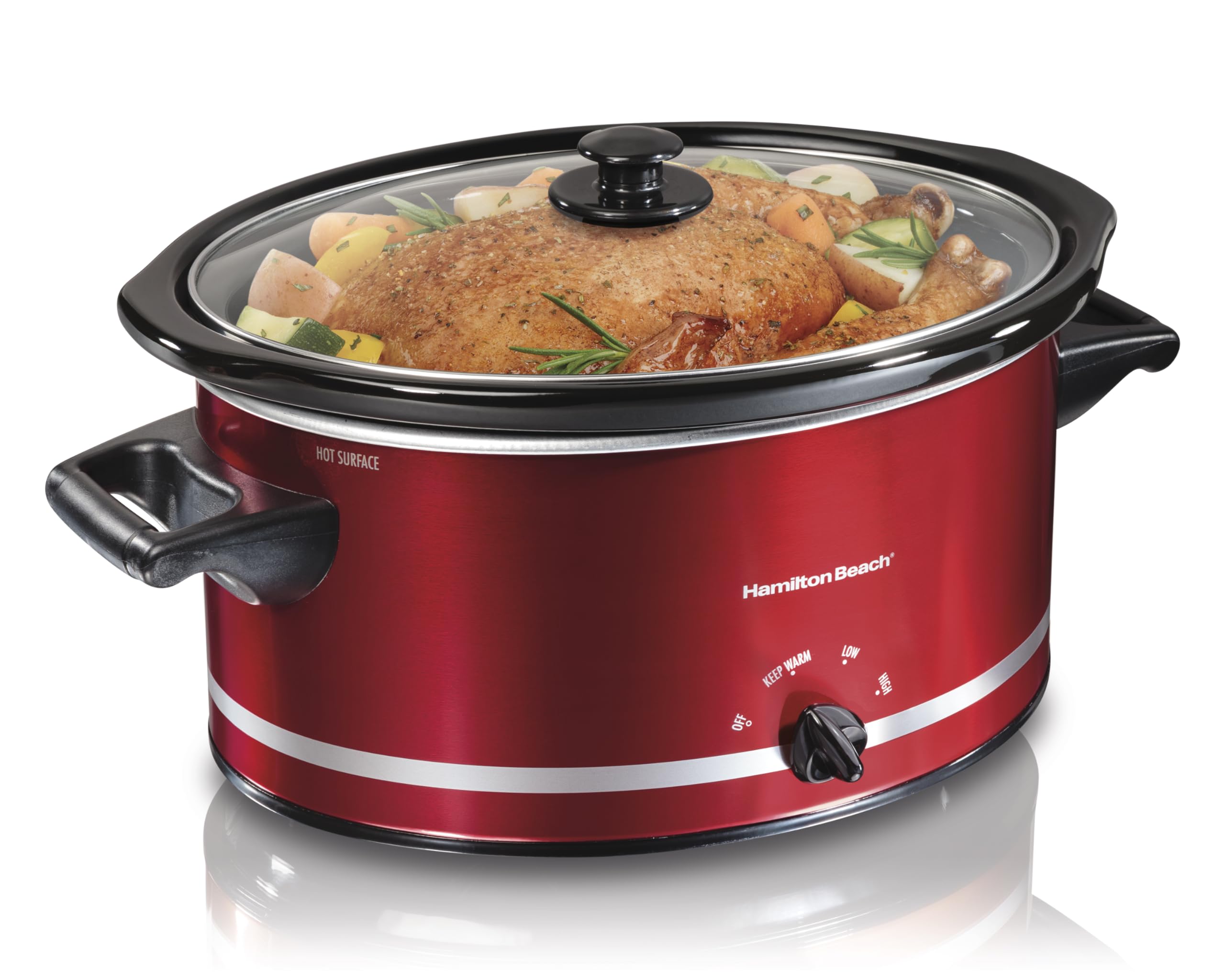Hamilton Beach 400943318406 33184 Oval Slow Cooker, 8-Quart, Red