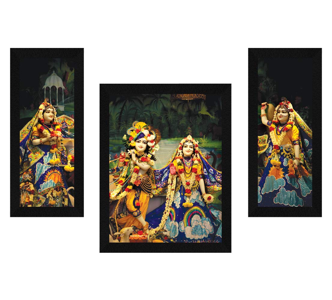 Artx Paper Traditional Photo Frame Wall Art Painting, Traditional Indian, Multicolor Framed Painting 13 X 22 Inches, Set Of 3