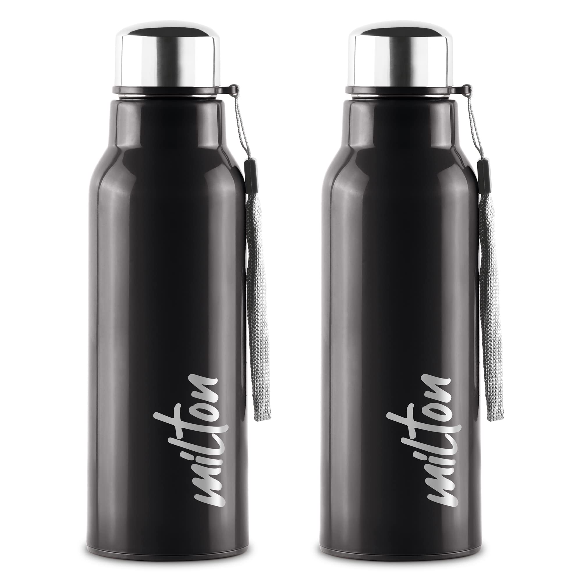 Milton Steel Fit 600 Insulated Stainless Steel Water Bottle, Set Of 2, 520 Ml Each, Light Blue | Easy Grip | Leak Proof | Hot Or