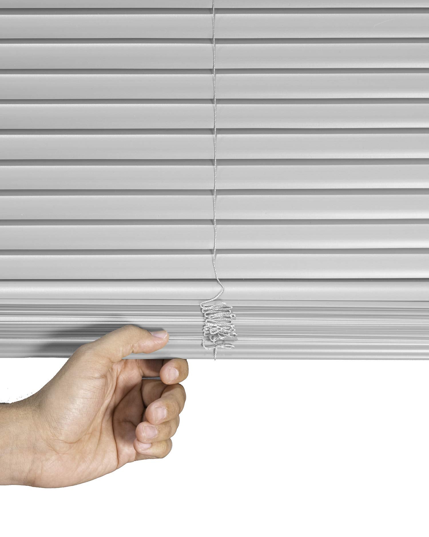 CHICOLOGY Mini Blinds for Indoor Windows - 70W x 48H, Gray Horizontal Vinyl Blinds | Cordless | Easy to Install | Sleek Low-Prof