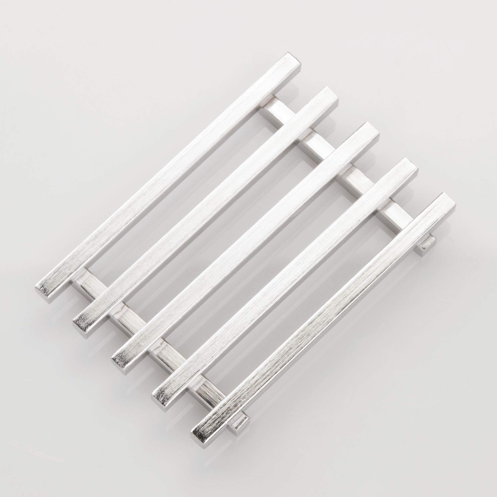 Idesign Steel Self-Draining Kitchen And Bathroom Bar Soap Holder, The Kyoto Collection - 4.25'' X 3'' X 0.5'', Brushed Stainless