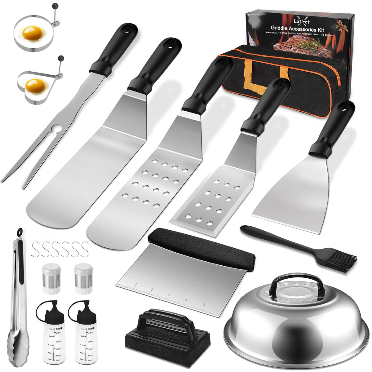 Latiret Blackstone Griddle Accessories Kit, 23Pcs Grilling Accessories Set For Camp Chef, Flat Top Griddle Accessories With Scra