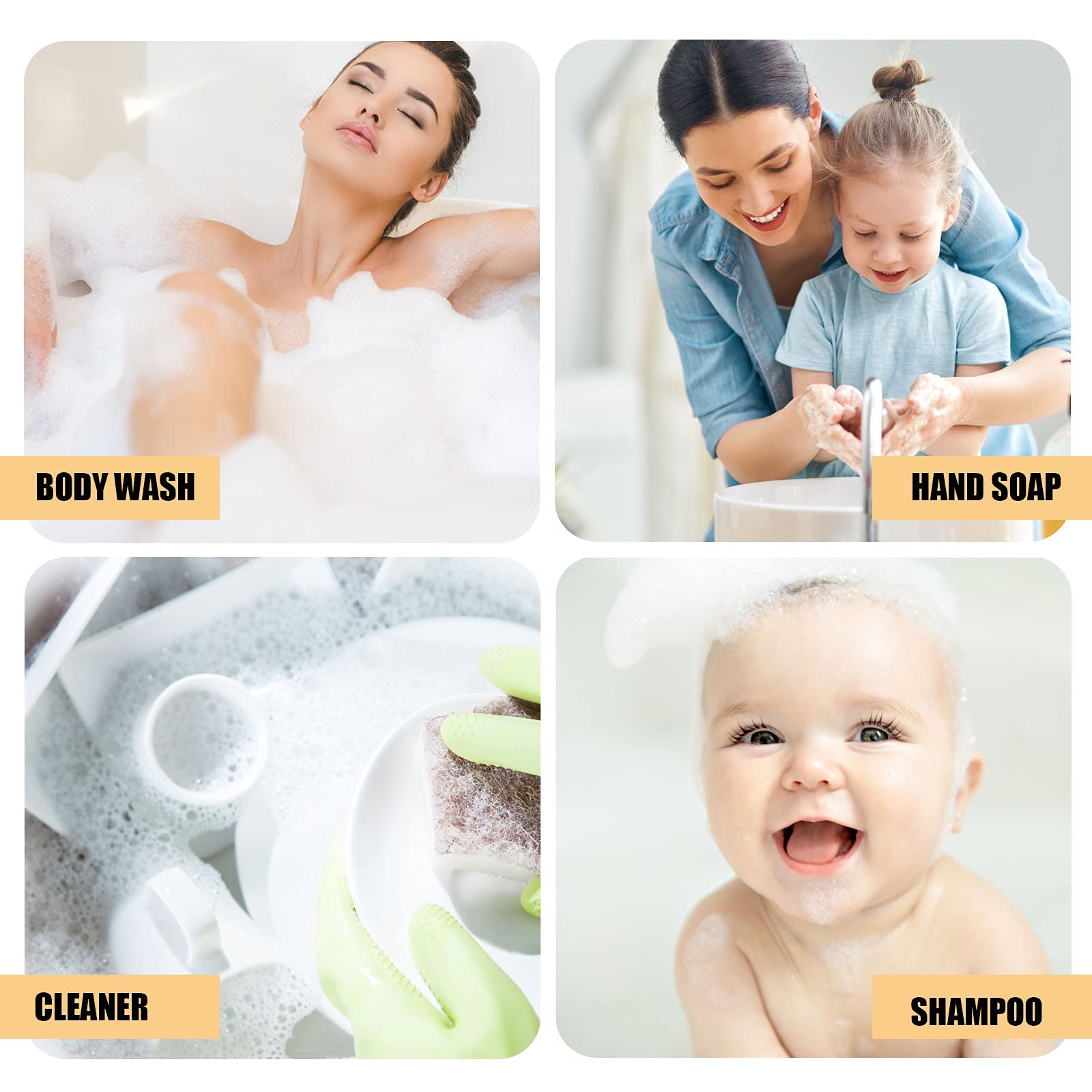 Lil Ray 2 Oz Empty White Foam Pump Bottle, Foamer Soap Dispenser For Lash Shampoo, Hand Soap, Foaming Cleaner(Gold Pump, 6 Pcs)