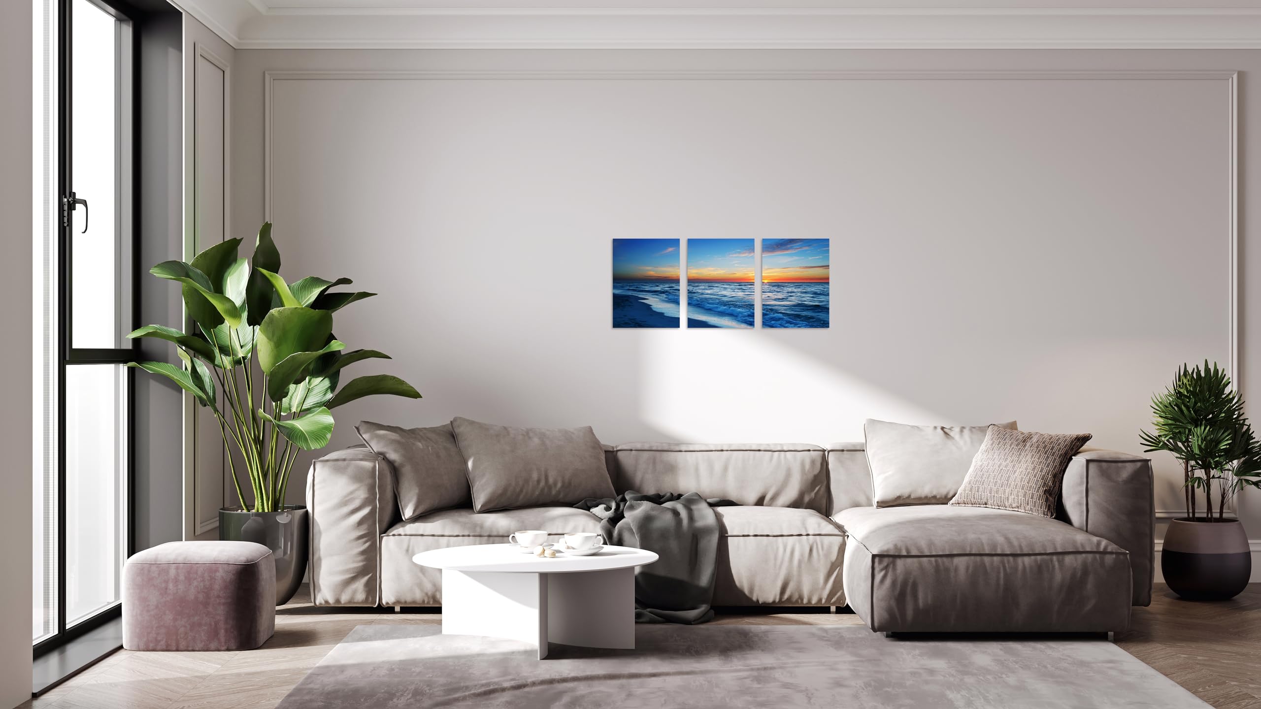Tutubeer 3-Panel Beach Canvas Art - Sea Pictures For Wall Decor, Ready To Hang (12X16In X3)