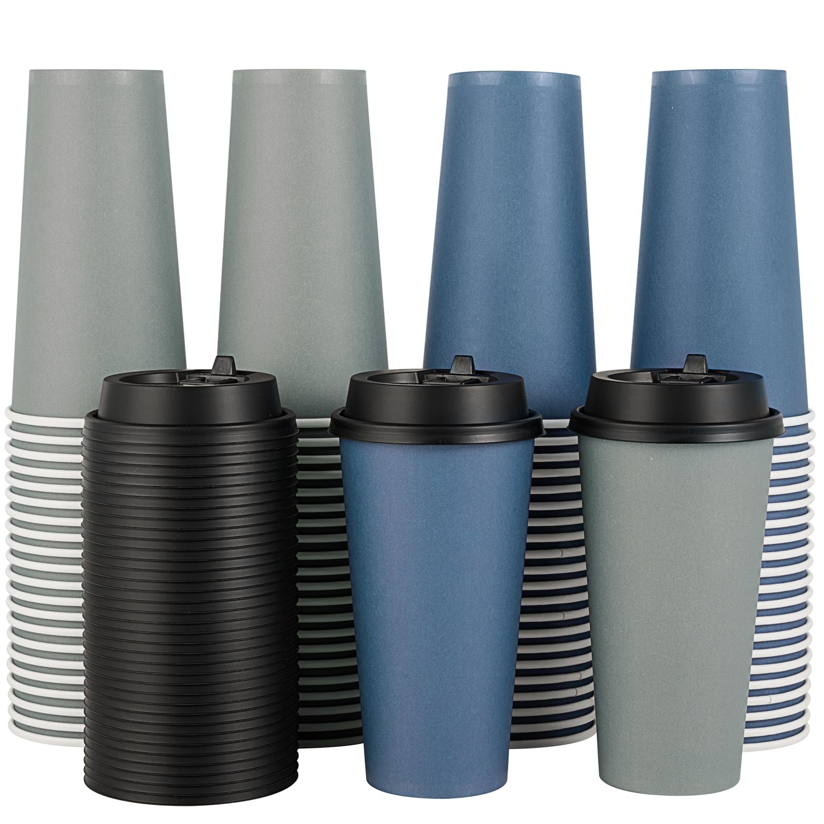 Litopak 100 Pack 20 Oz Paper Coffee Cups, Disposable Coffee Cups With Lids, Drinking Cups For Coffee, Water, Juice, Or Tea. Hot