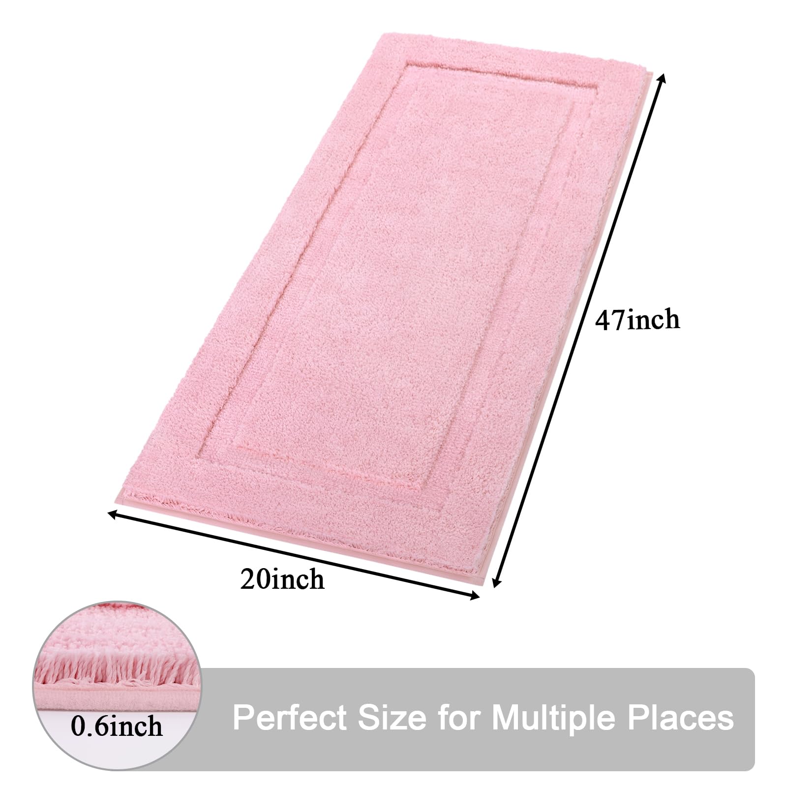 Shacos Super Soft Bathroom Runner Rugs 20 X 47 Inch Microfiber Bath Rug Runner Non Slip Washable Bath Mats Absorbent Bathroom Ma