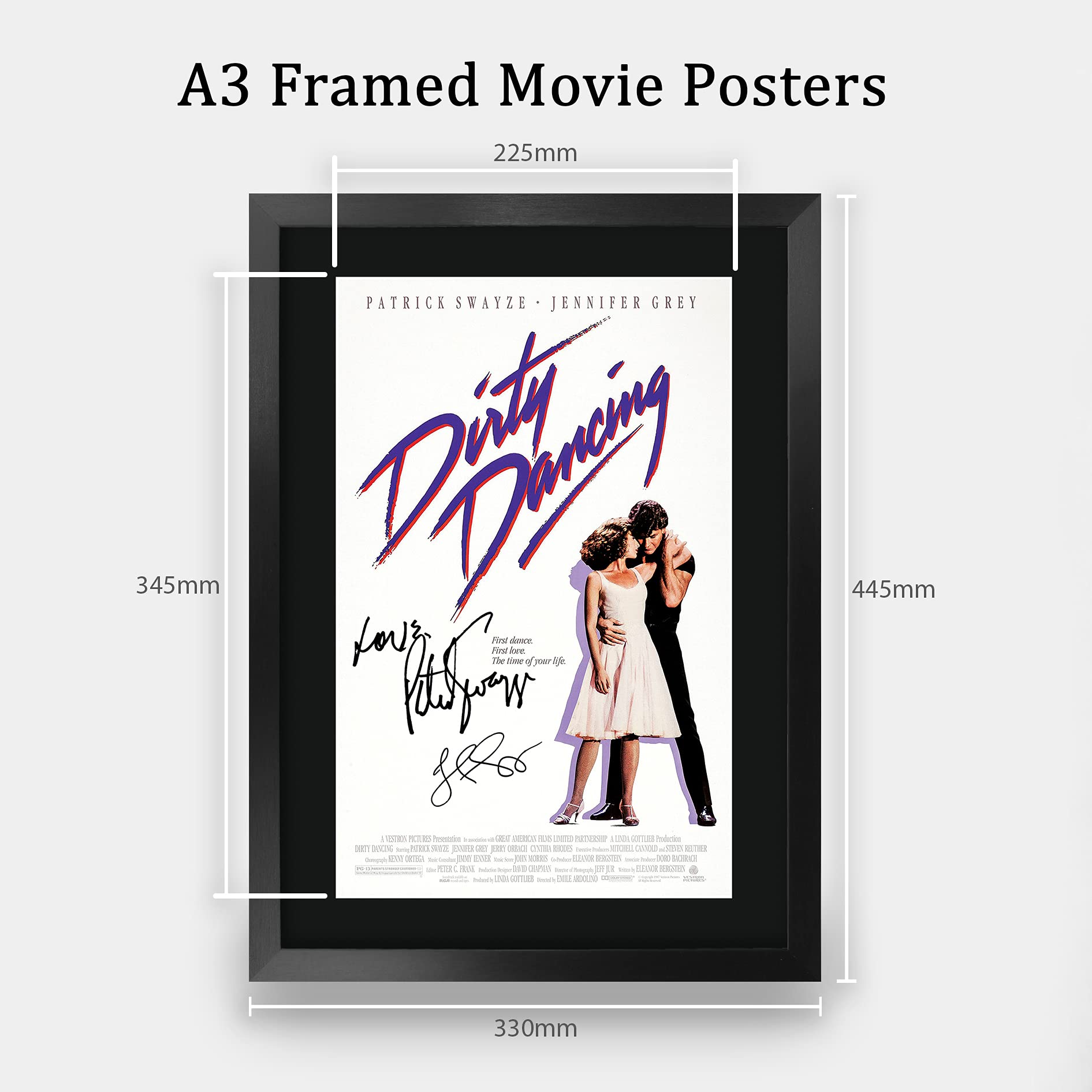 Hwc Trading Dirty Dancing Movie Poster Cast Signed Patrick Swayze Jennifer Grey 16 X 12 Inch Framed Gift Printed Autograph Film
