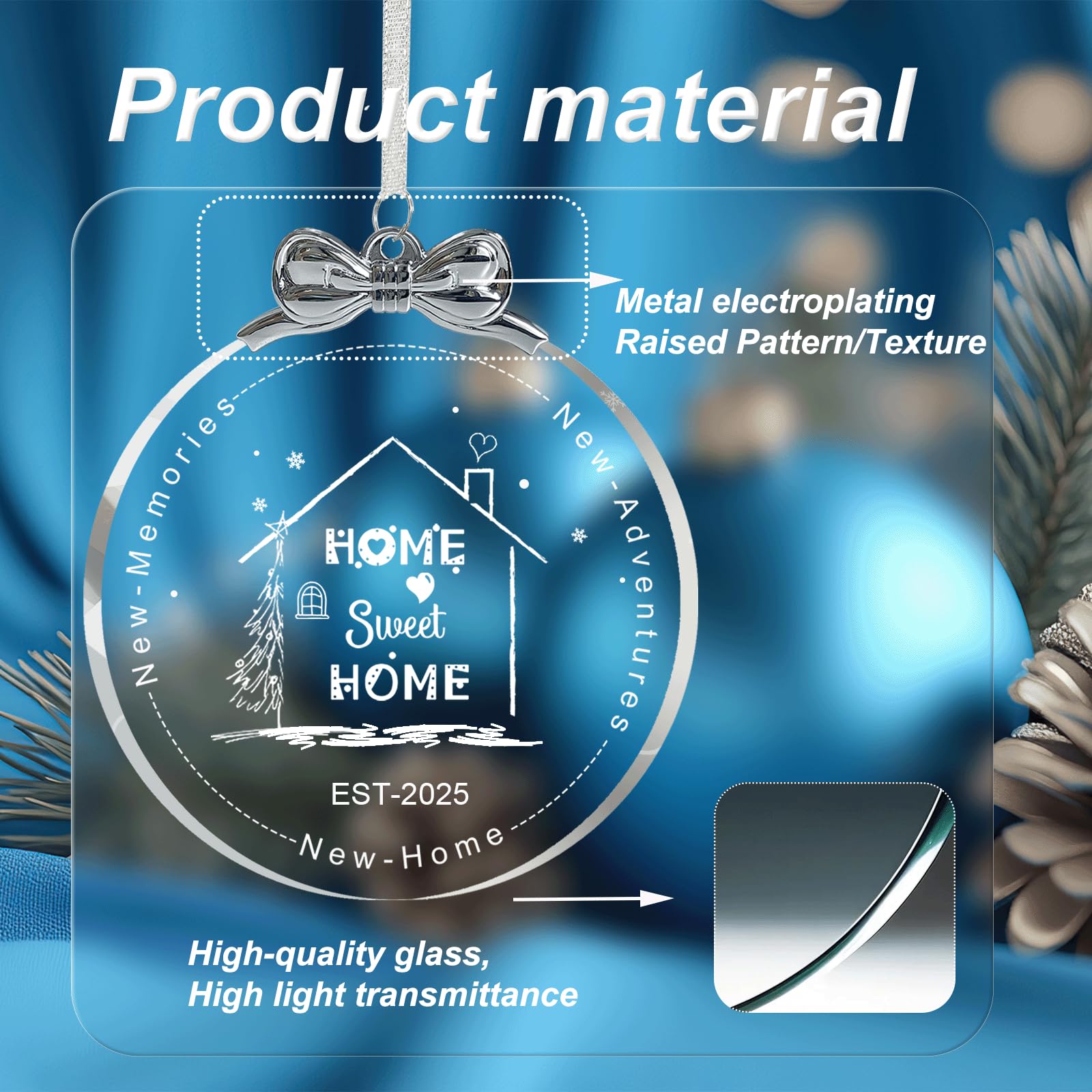 House Warming Gifts New Home Ornament 2025, First Christmas in New Home Ornament Crystal Glass, Housewarming Gift Presents for W
