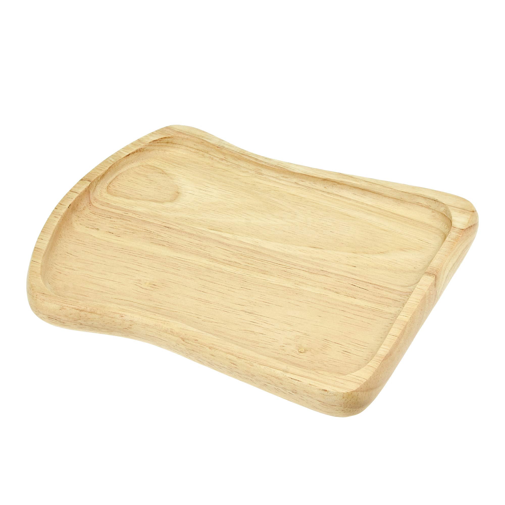 Aeravida Cute Toast Bread Shaped Native Natural Wood Hand Carved Plate | Wooden Plate Or Tray | Hand Carved Wood Plate | Wooden