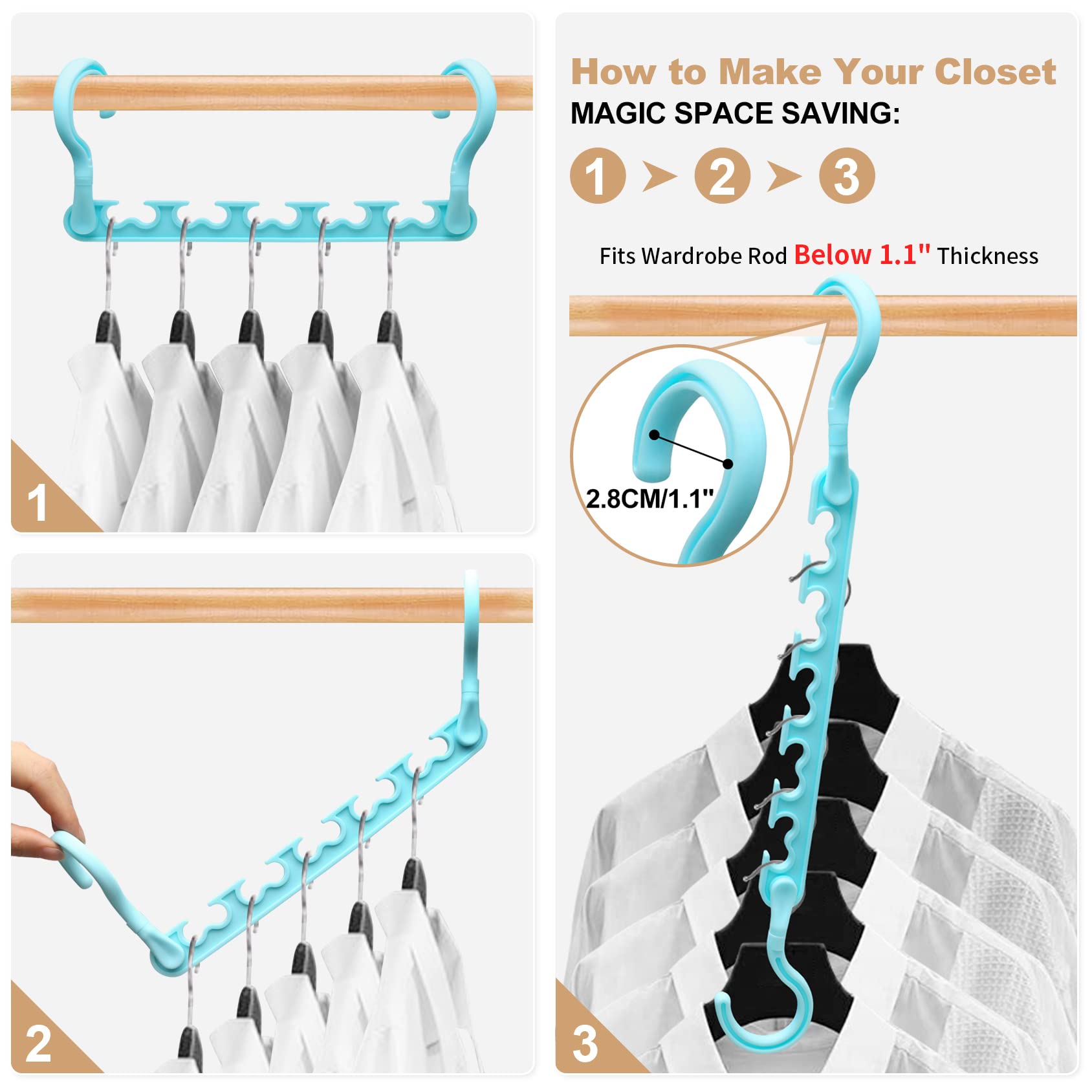 4 Pack College-Dorm-Room-Essentials For Girls,Closet-Organizers And Storage,Closet-Storage Plastic Clothes Hangers With 5 Holes