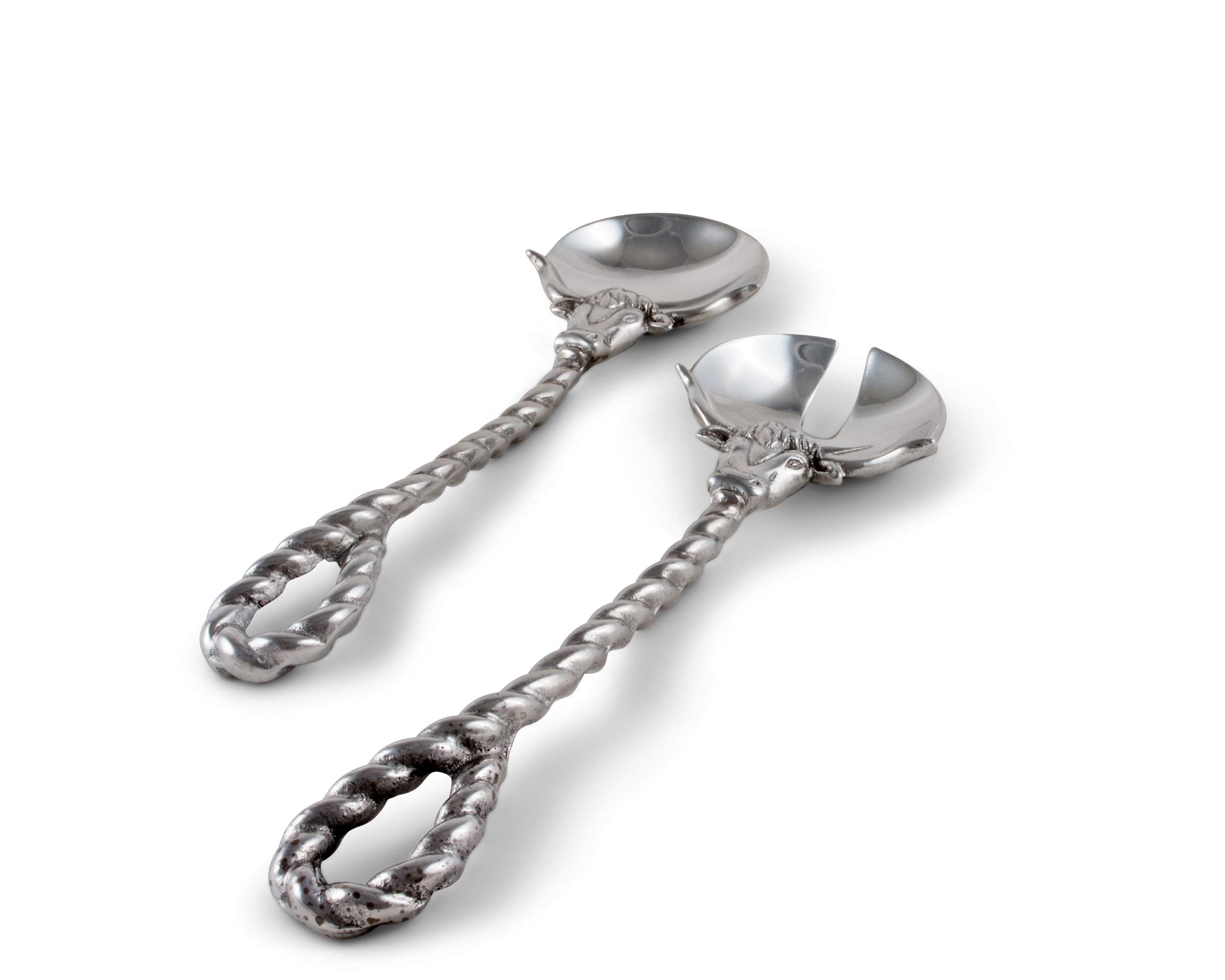 Arthur Court Designs Aluminum Long Longhorn Steer Figural Serving Set 12 Inch Long