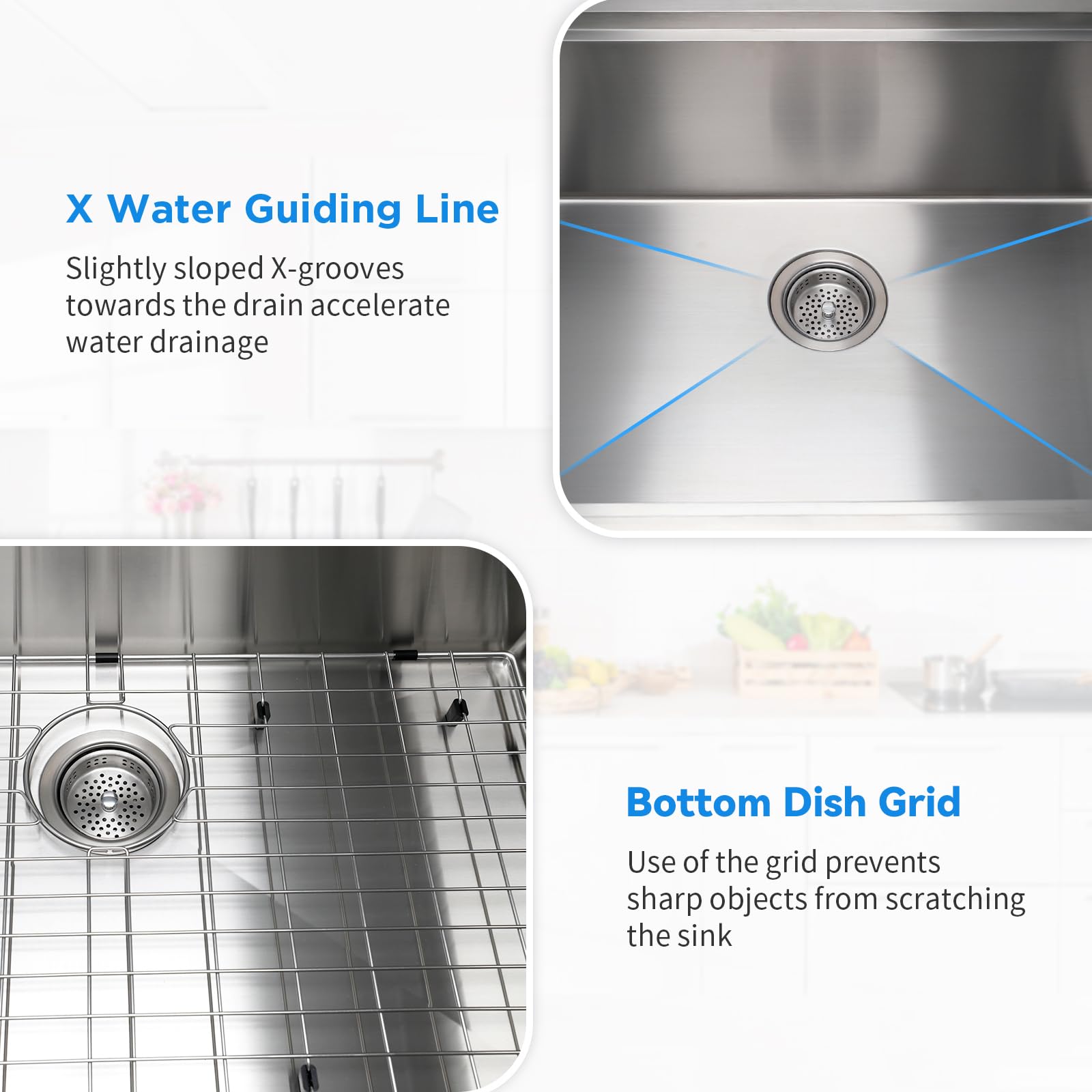 Sanycasa Kitchen Sink 32'' X 19'' Multifunctional Undermount Workstation Kitchen Sink S304 Stainless Steel Handmade Modern Singl