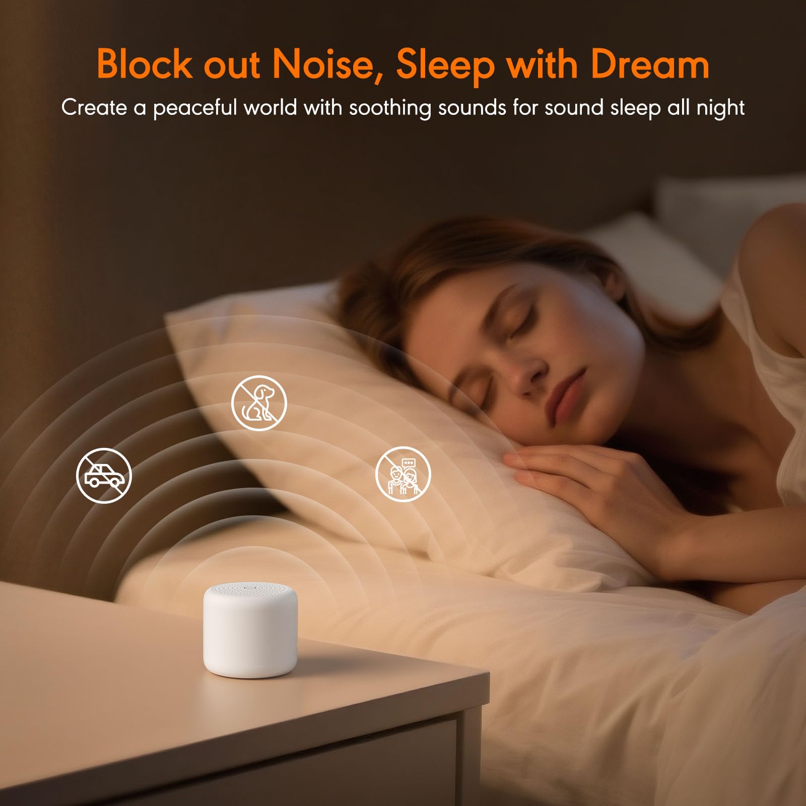SMILEBOP White Noise Sound Machine, Portable White Noise Machine for Sleeping with 18 Soothing Sounds, Timer & Memory Function,
