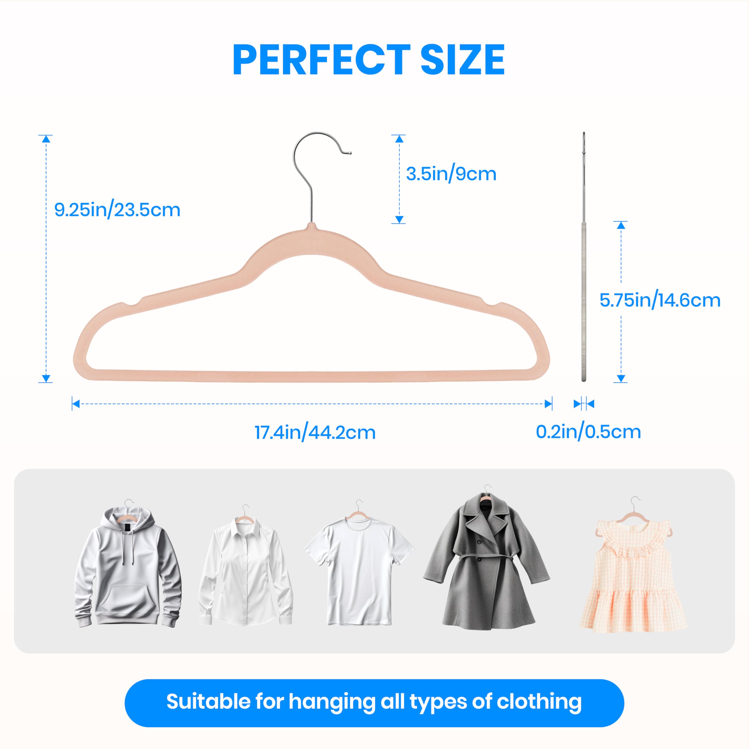 Yssoa Velvet Hangers 50 Pack, Non-Slip Clothes Hangers With Shoulder Notches, 360 Swivel Hooks, Heavy Duty Standard Hangers For