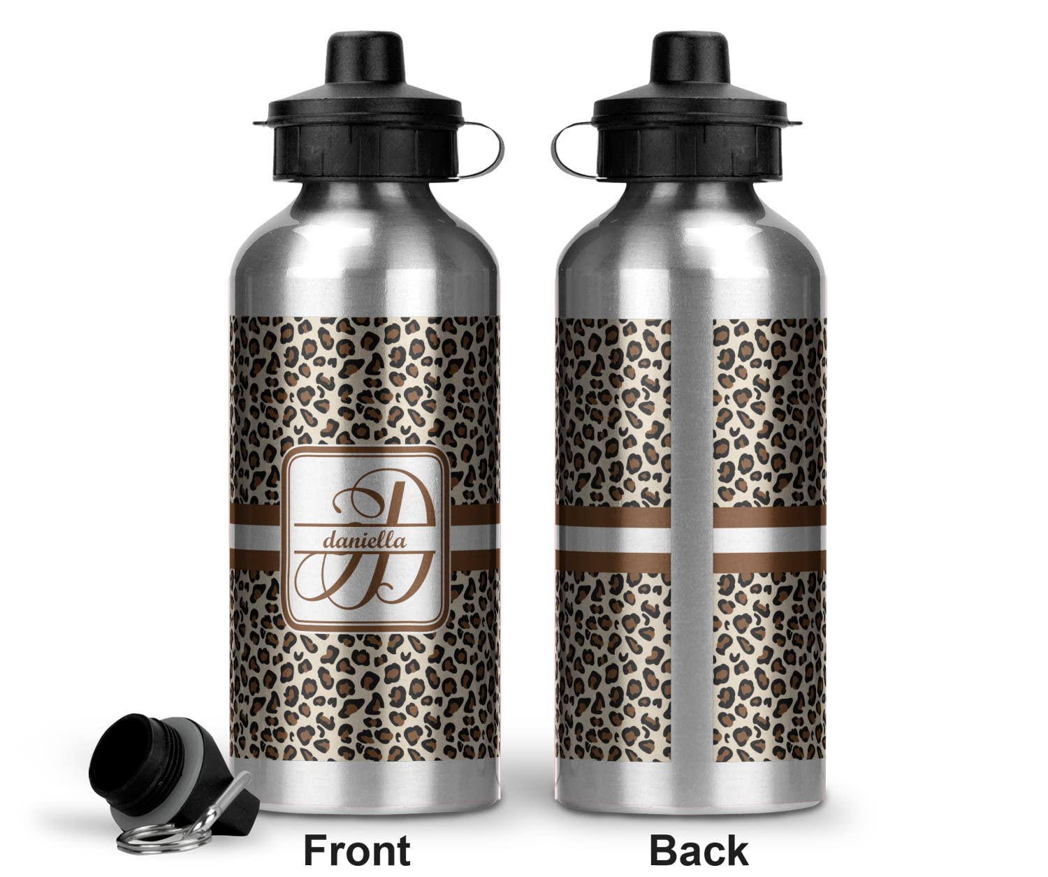 Personalized Leopard Print Water Bottle - Aluminum - 20 Oz