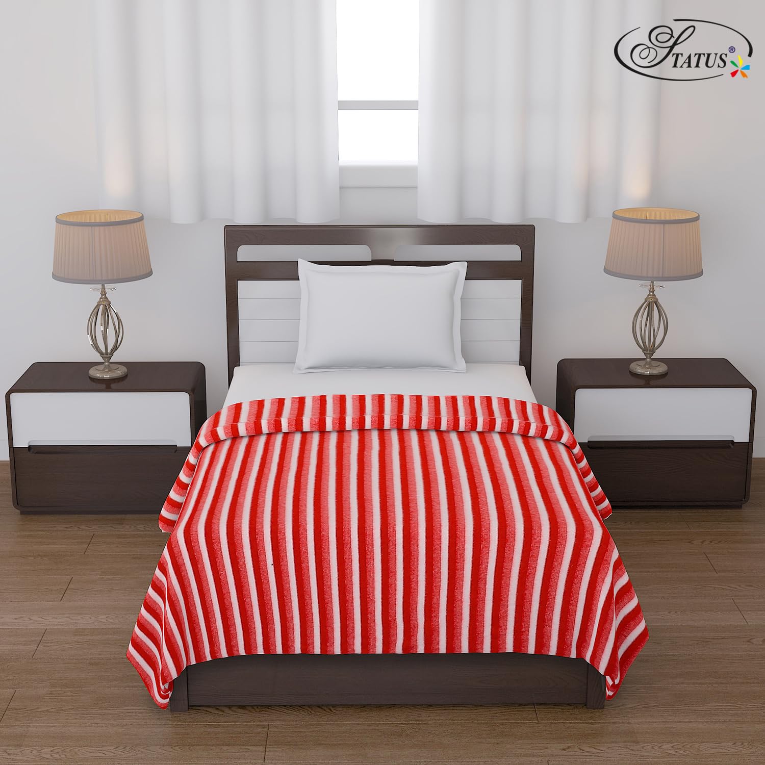 Status Contract All Season Multipurpose Single Bed Polar Fleece Blanket/Summer Ac Blanket (Red)