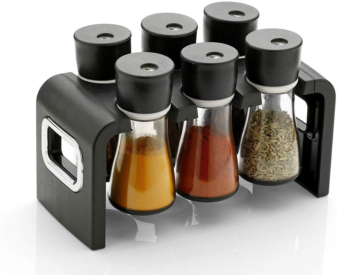 Spiritual House Plastic Multipurpose Stackable And Space Savvy Spice Rack For Kitchen (Set Of 6 Jar)