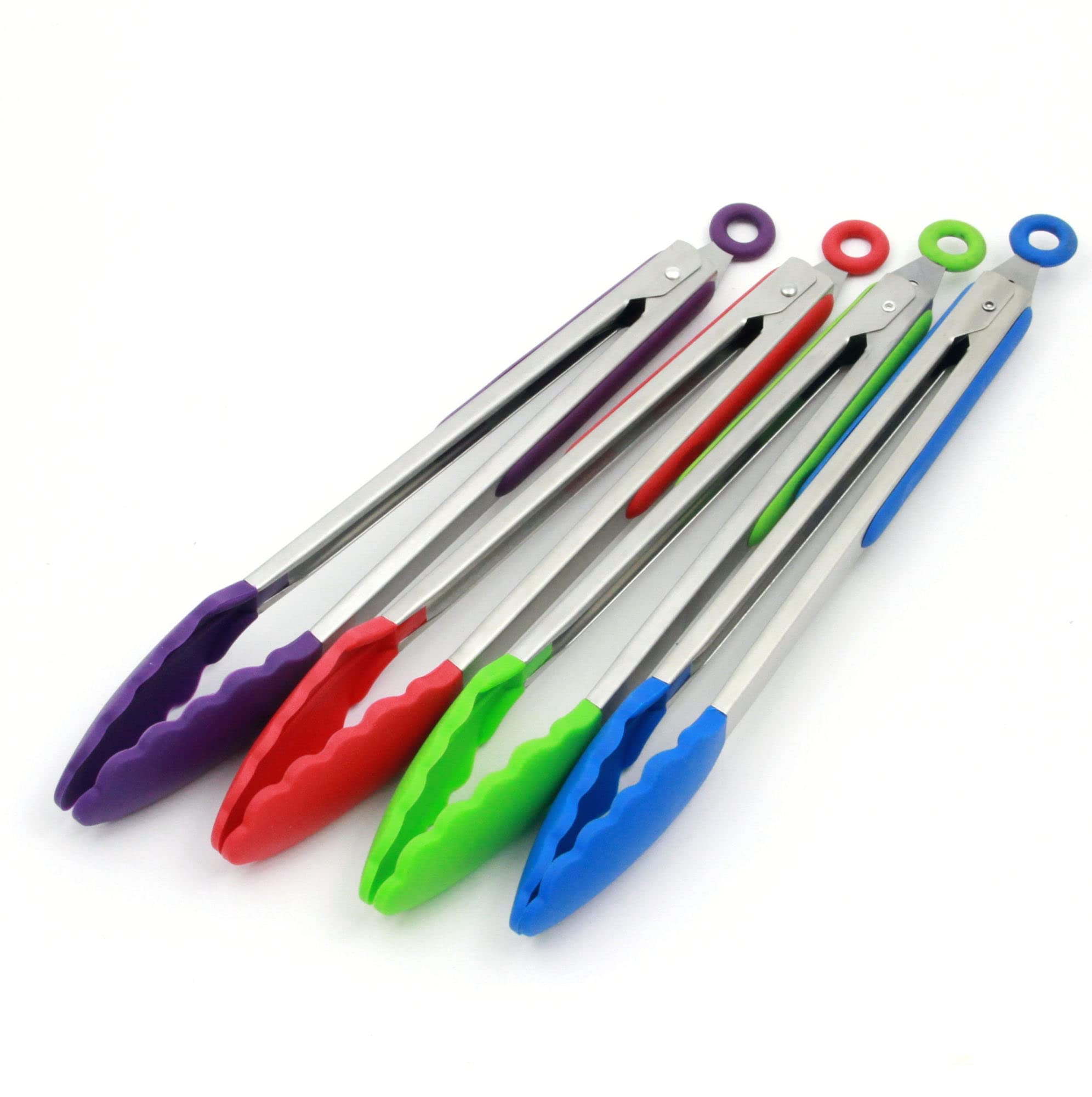 Chef Craft Premium Silicone Cooking Tongs, 12 Inch, Blue