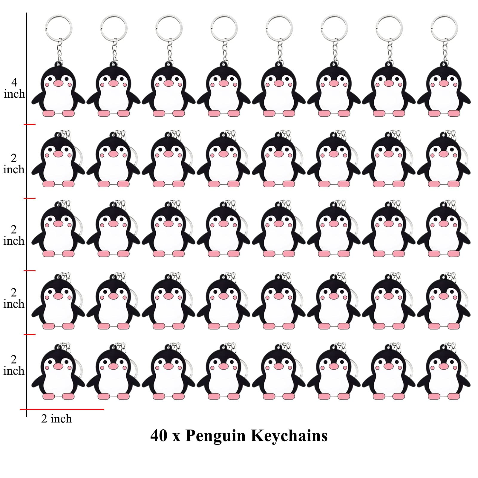 Elecrainbow 40 Pack Penguin Keyring Pack Party Favor For Penguin Lover, Guest Return Gift, Animal Themed Party, Baby Shower, Bir