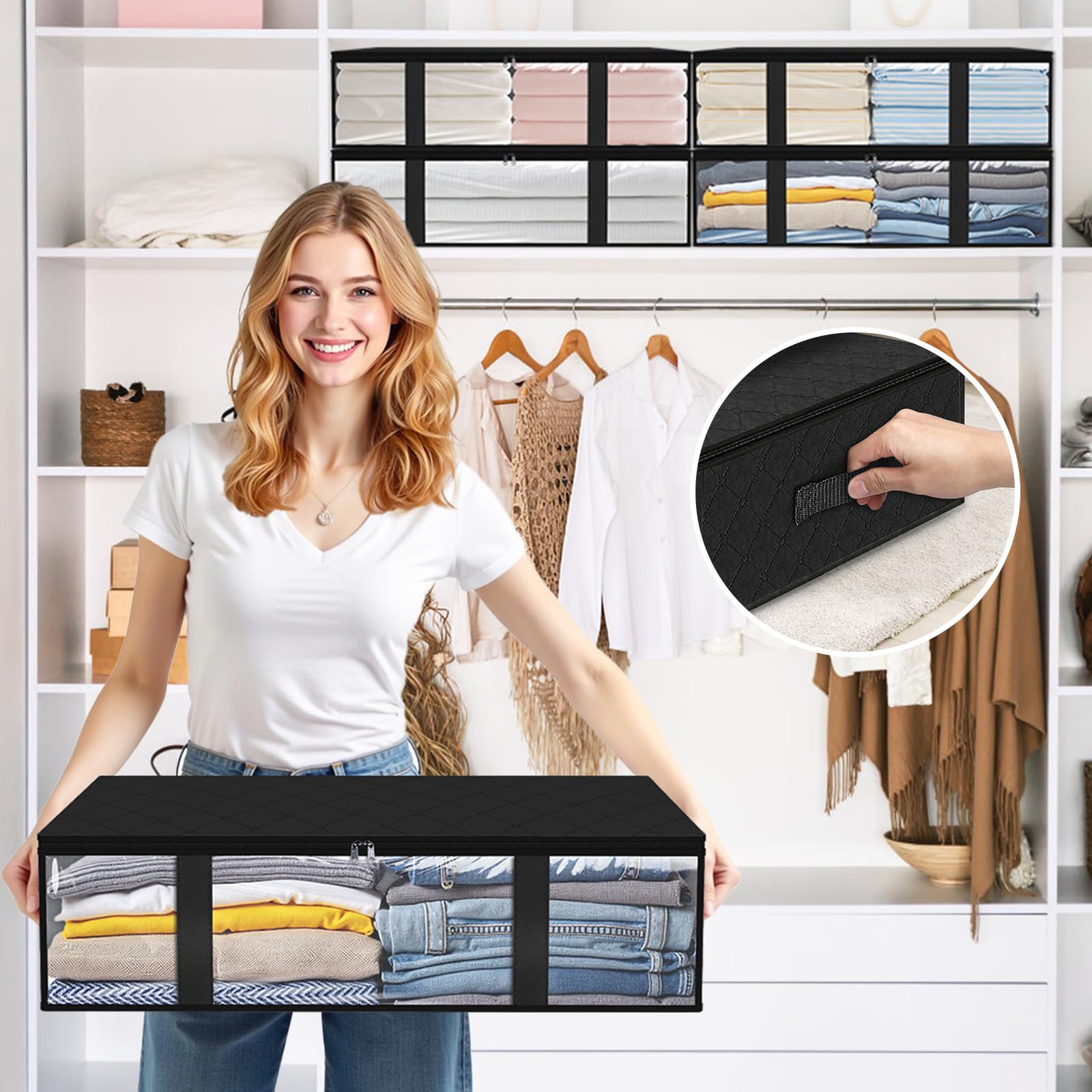 StorageRight Storage Bins Clothes Storage, Foldable Blanket Storage Bags, Under Bed Storage Containers for Organizing, Clothing,