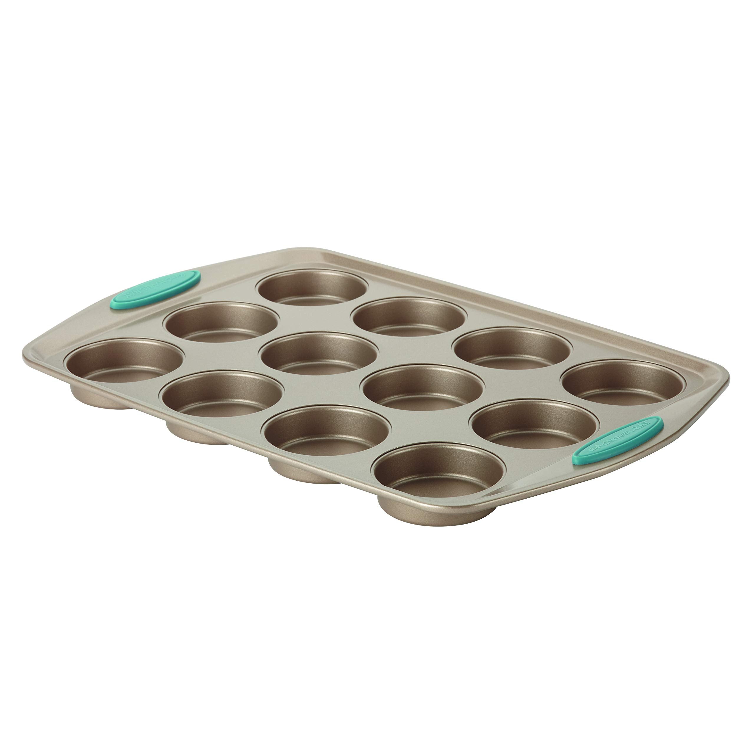 Rachael Ray Cucina Nonstick 12-Cup Muffin Tin With Grips / Nonstick 12-Cup Cupcake Tin With Grips - 12 Cup, Brown